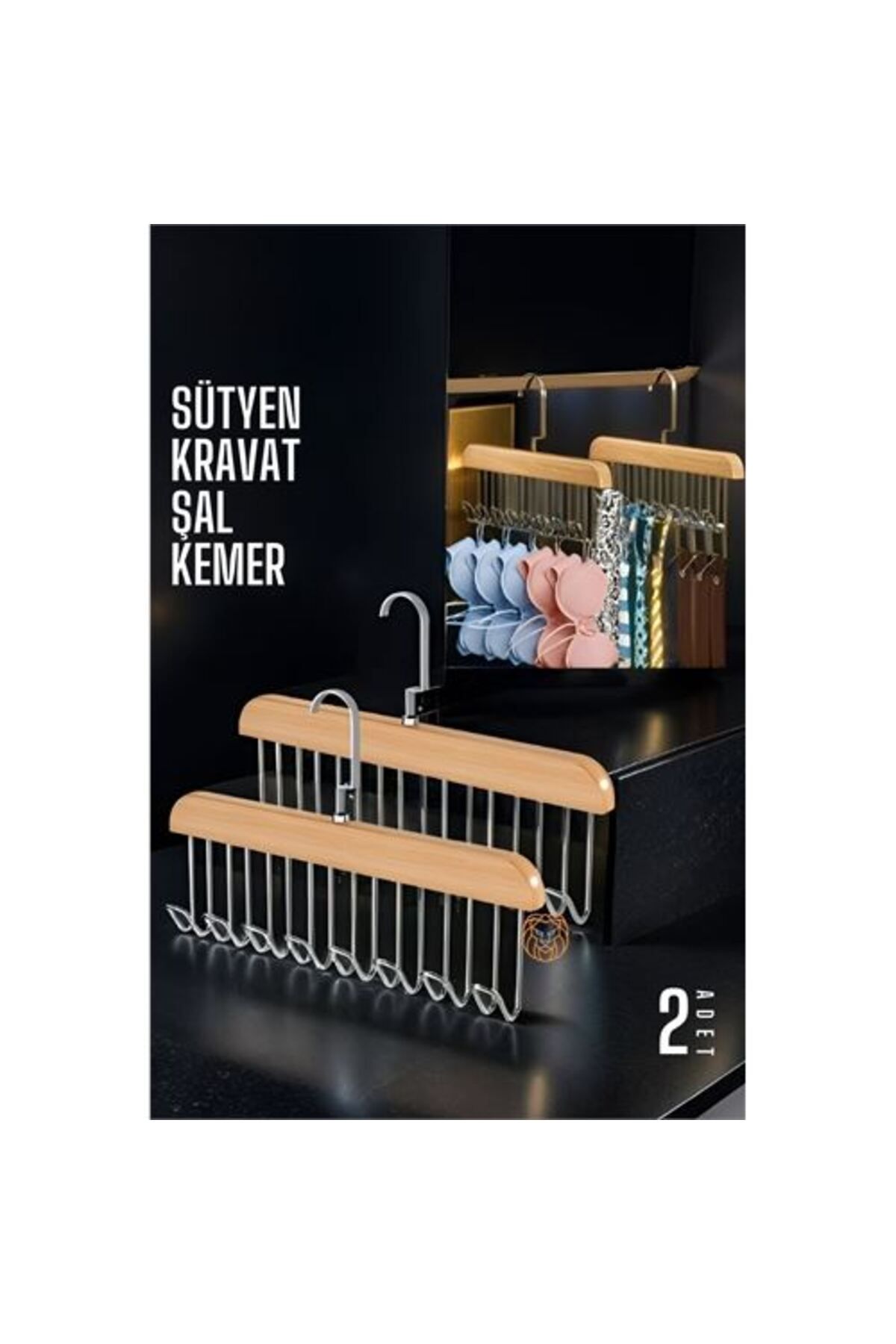 Modacar Dolap İçi Aski 2 Adet Sütyen Şal Kravat Kemer Çanta