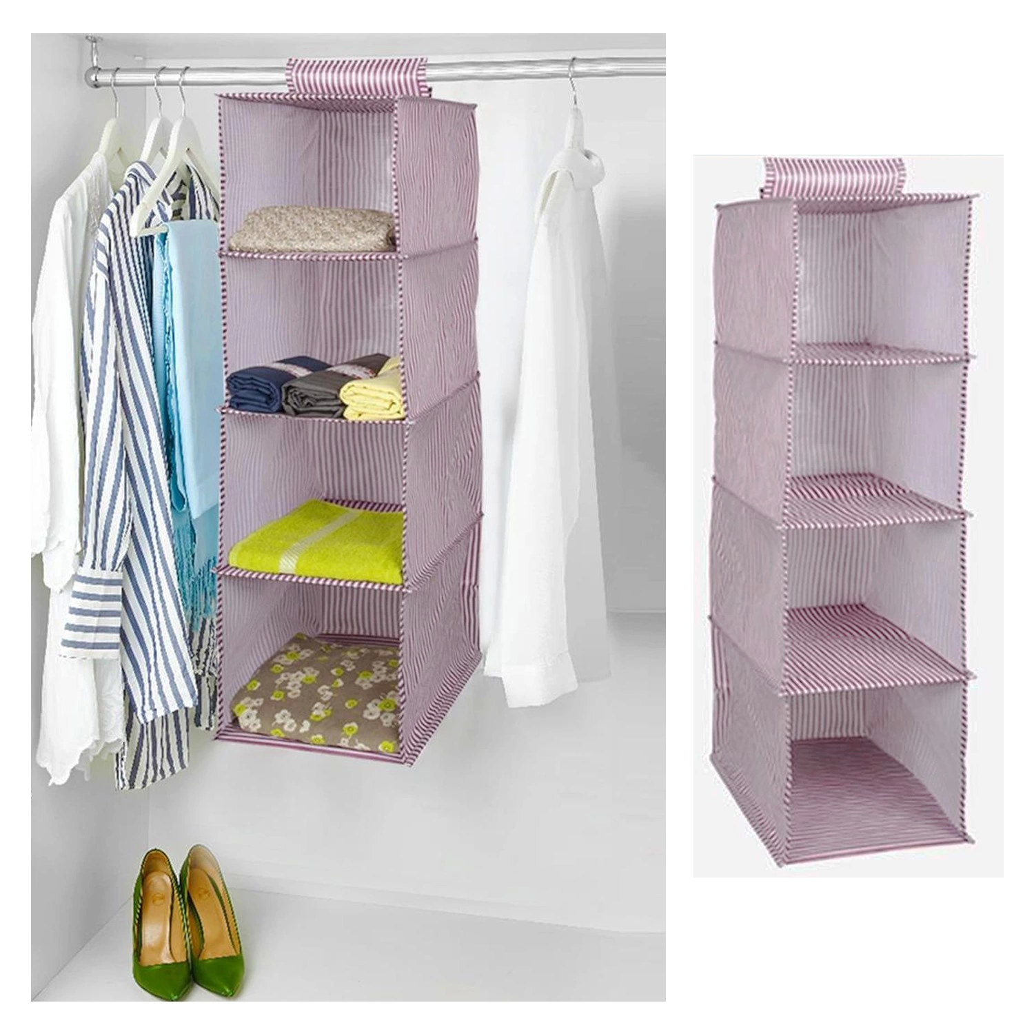 Dolap İçi Düzenleyici Katlanabilir Çok Amaçlı 4 Bölmeli Çizgili B