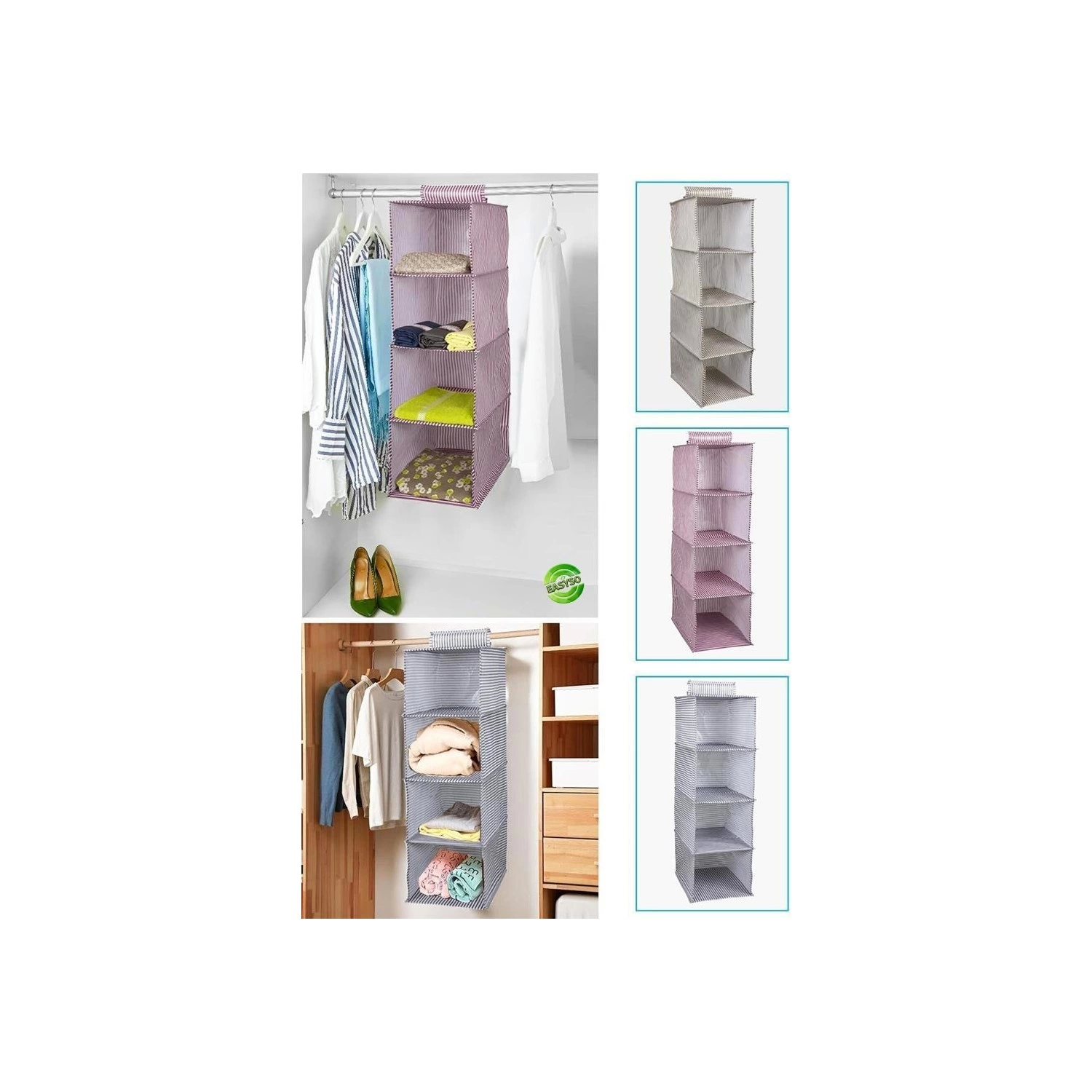 Dolap İçi Düzenleyici Katlanabilir Çok Amaçlı 4 Bölmeli Çizgili B