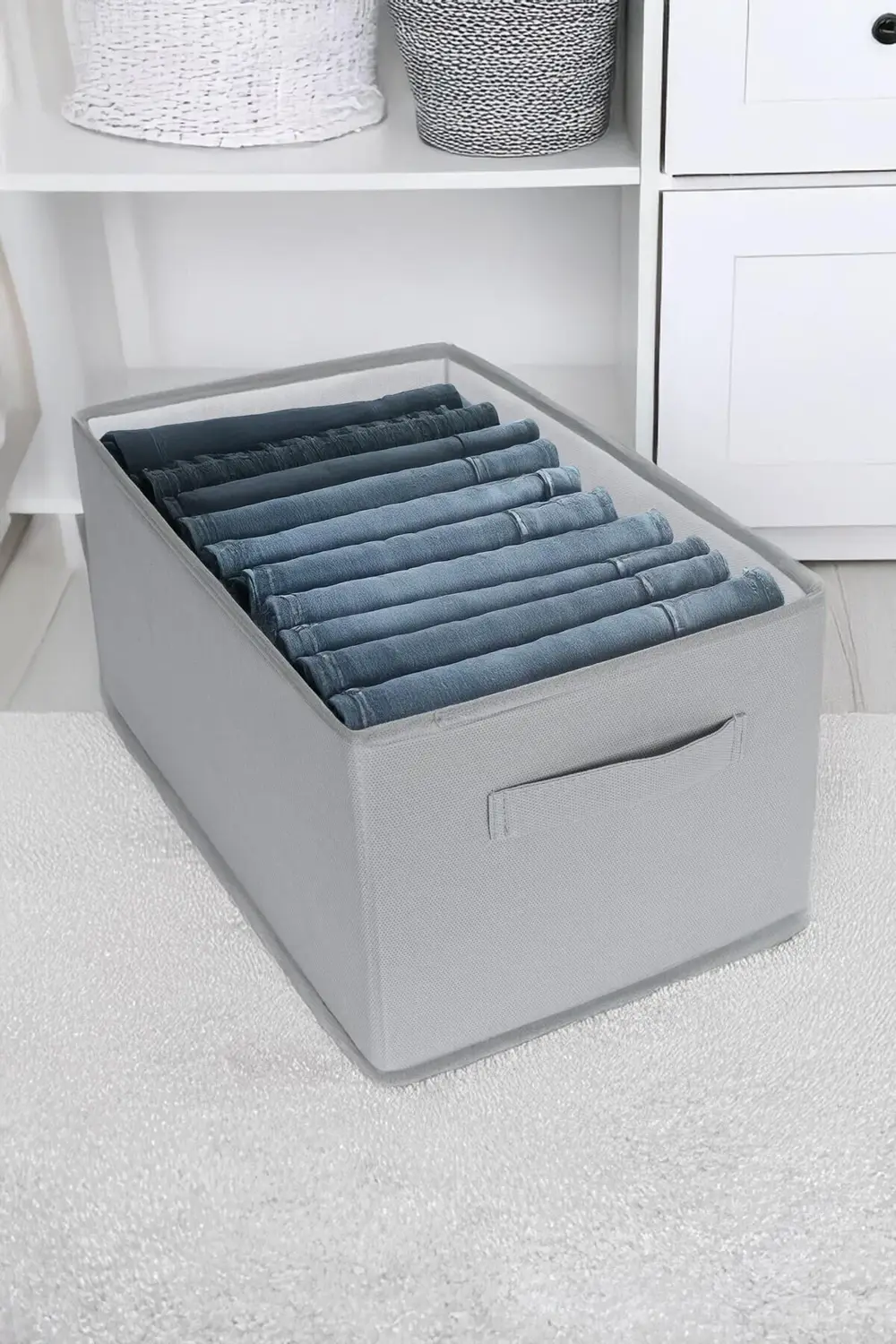Pazar Kapısı Dolap İçi Pantolon Düzenleyici Saklama Kutusu Organizer Gri