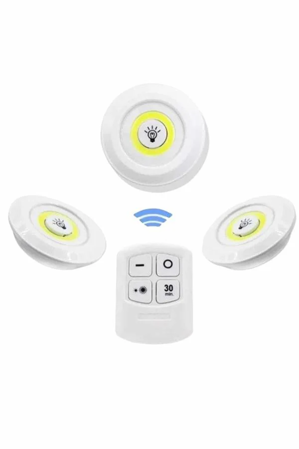 Dolap Işığı Mutfak Işığı 3 Lü Spot LED Uzaktan Kumandalı Ayarlanabilir Dolap Işıkları