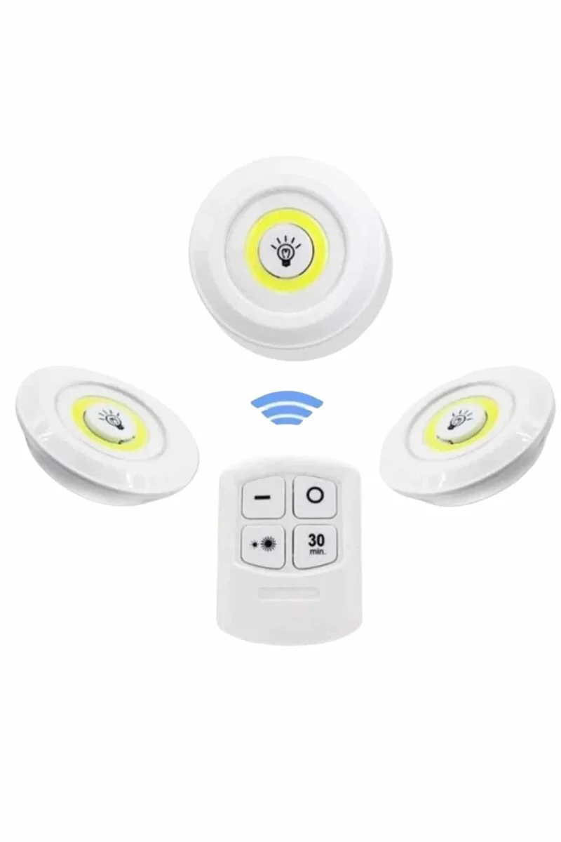 Dolap Işığı Mutfak Rafı Işığı Uzaktan Kumandalı 3 Lü Spot Led Lamba