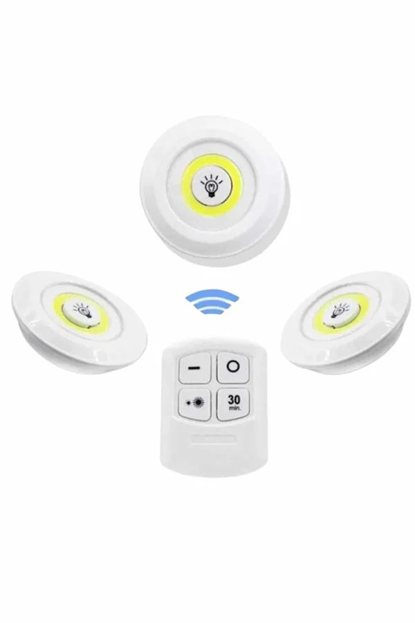 Dolap Işığı Mutfak Rafı Işığı Uzaktan Kumandalı 3 Lü Spot Led Lamba Dolap Işığı Mutfak Rafı Işığı Uzaktan Kumandalı 3 Lü Spot Led Lamba