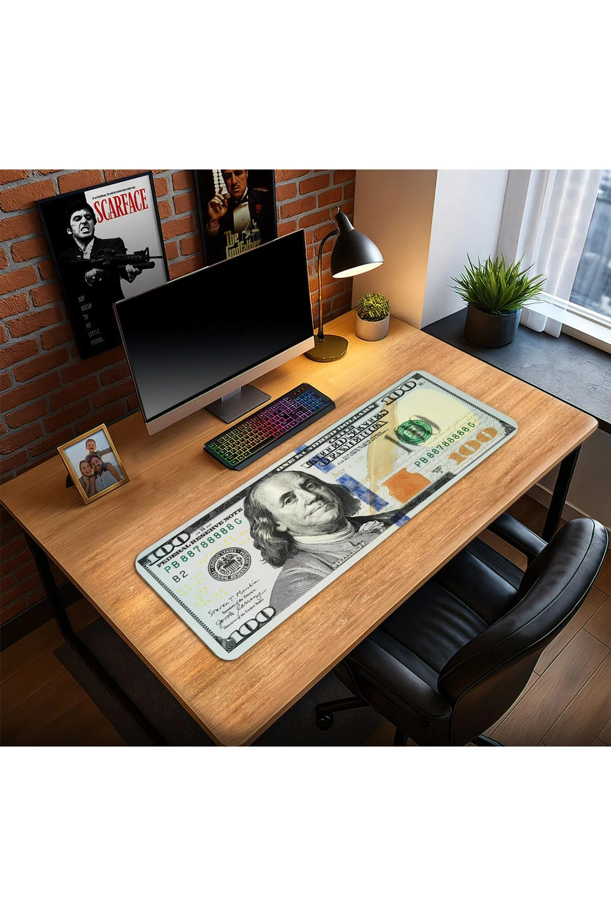 Dolar Baskılı Oyun Gaming Klavye Mouse Pad Masa Matı 70x30 cm - Görsel 2