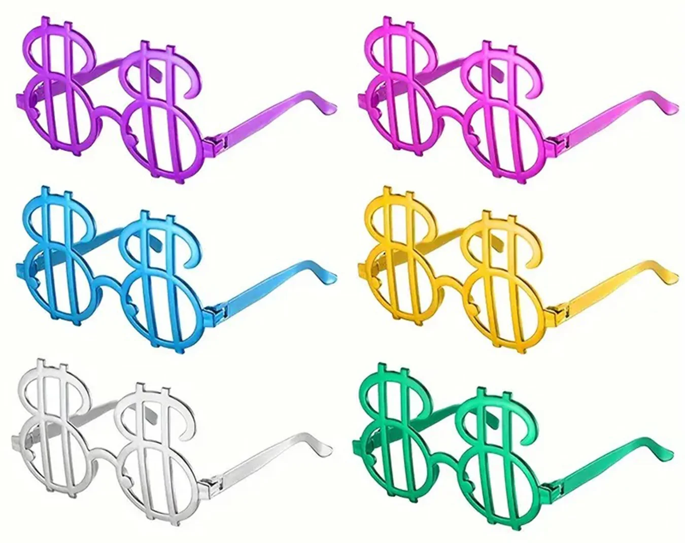 Dolar Şekilli Metalize Parti Gözlüğü 6'lı Set - Kostüm & Festival Aksesuarı