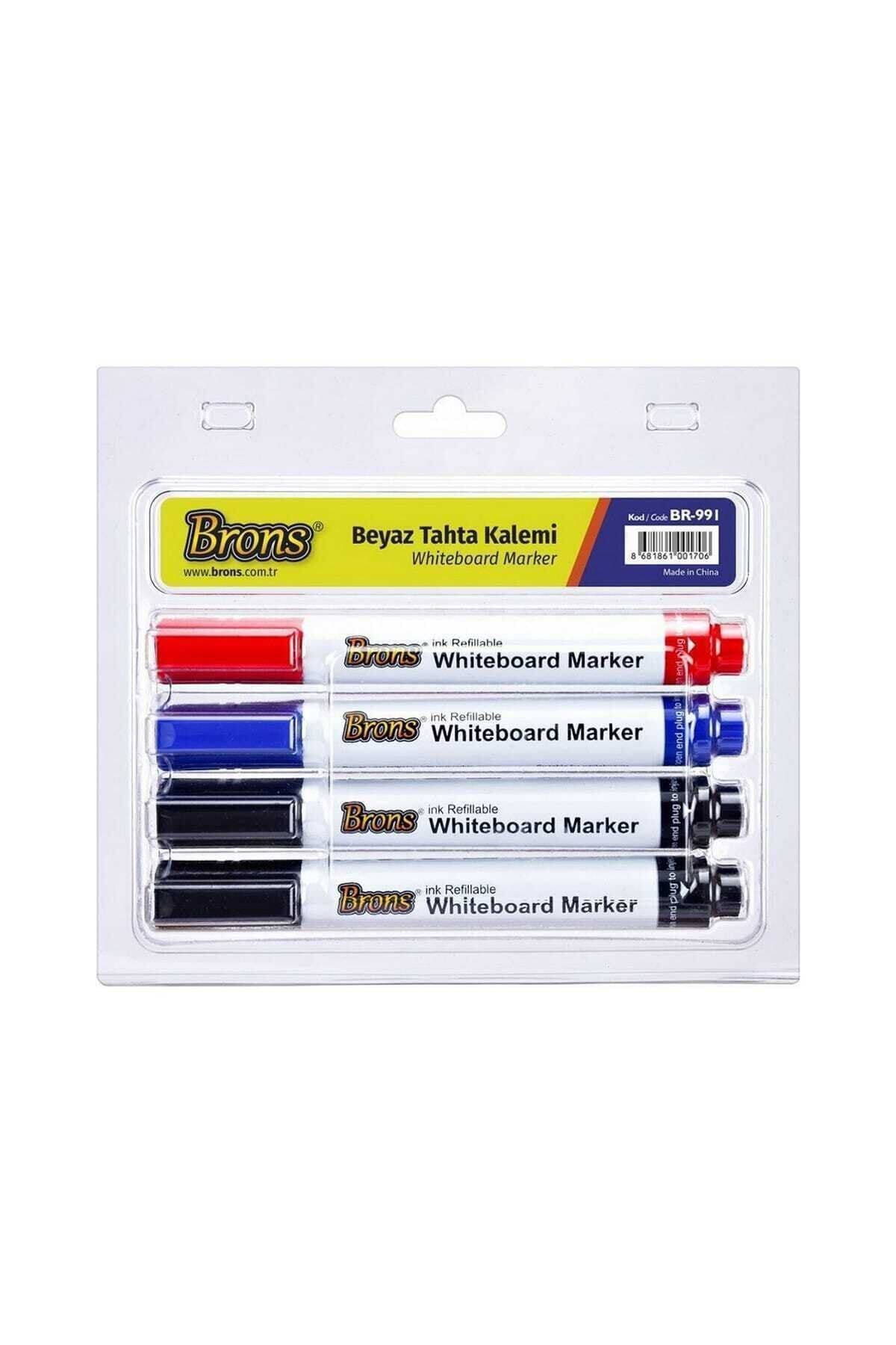 Brons Doldurulabilir Beyaz Tahta Kalemi 4 Lü Set (Br-991)