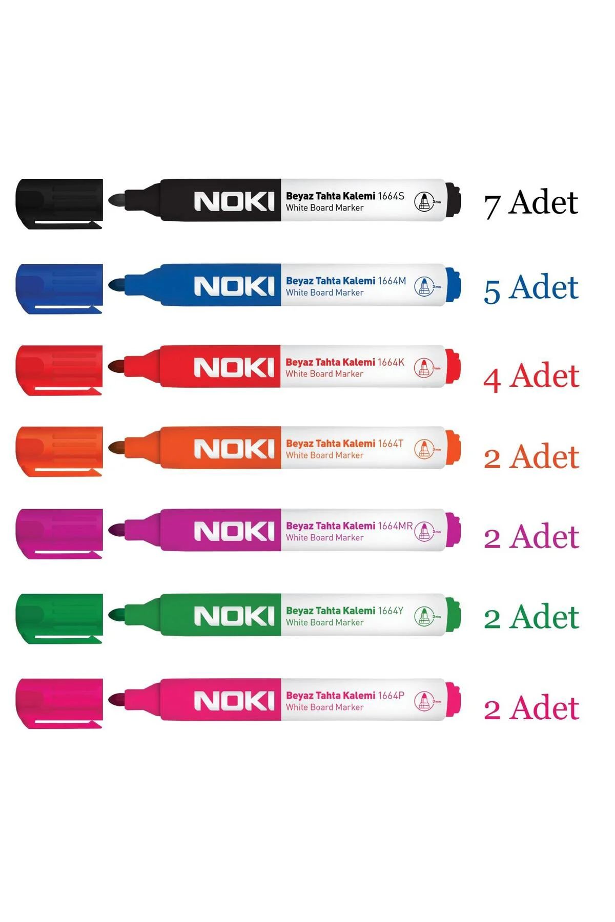 Doldurulabilir Beyaz Tahta Kalemi 24 Lü Set