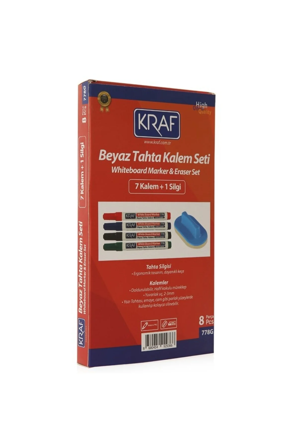 Doldurulabilir Beyaz Tahta Kalemi Ve Silgi 8'li