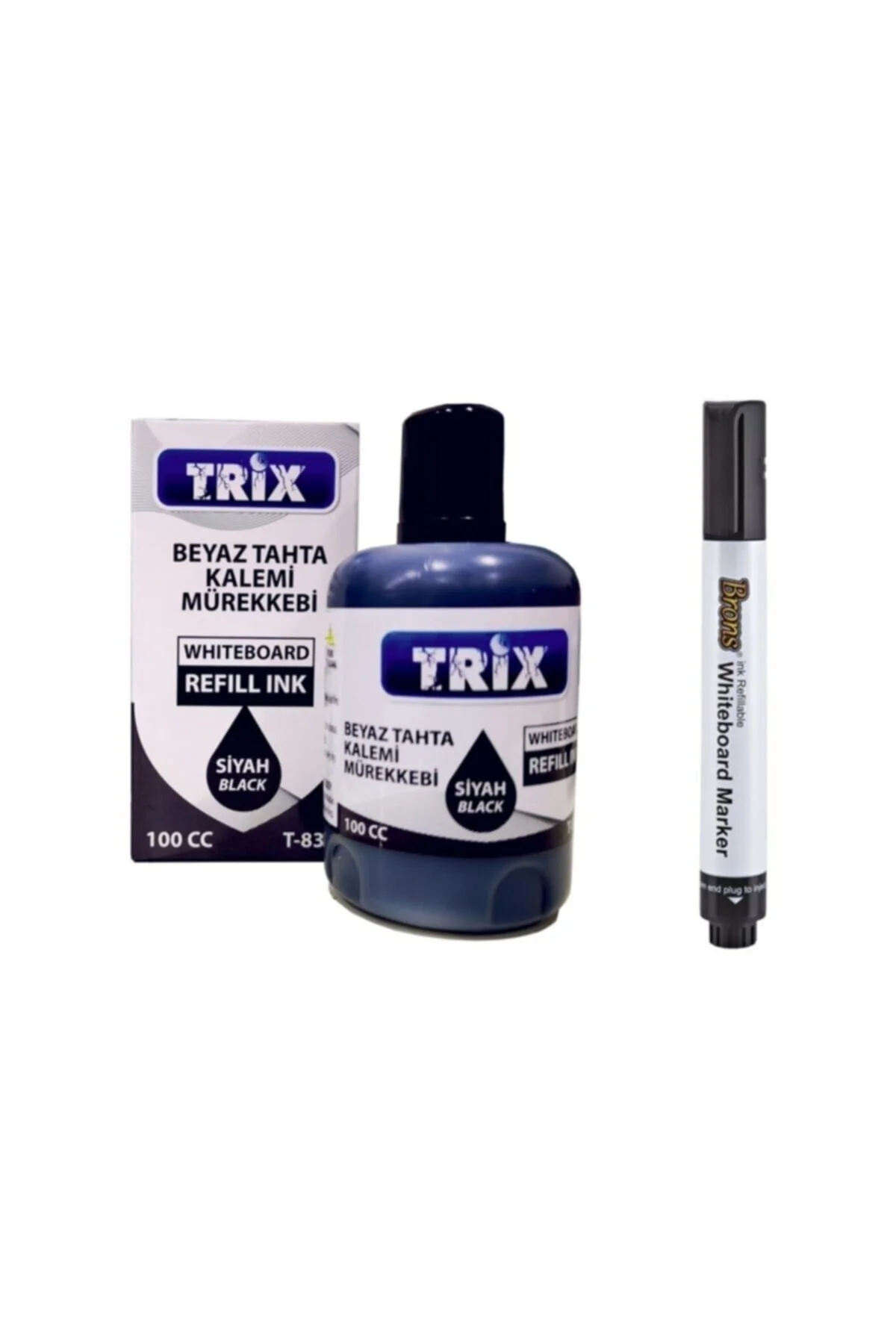 Doldurulabilir Beyaz Yazı Tahtası Kalemi Trix Mürekkep 100 ml - S