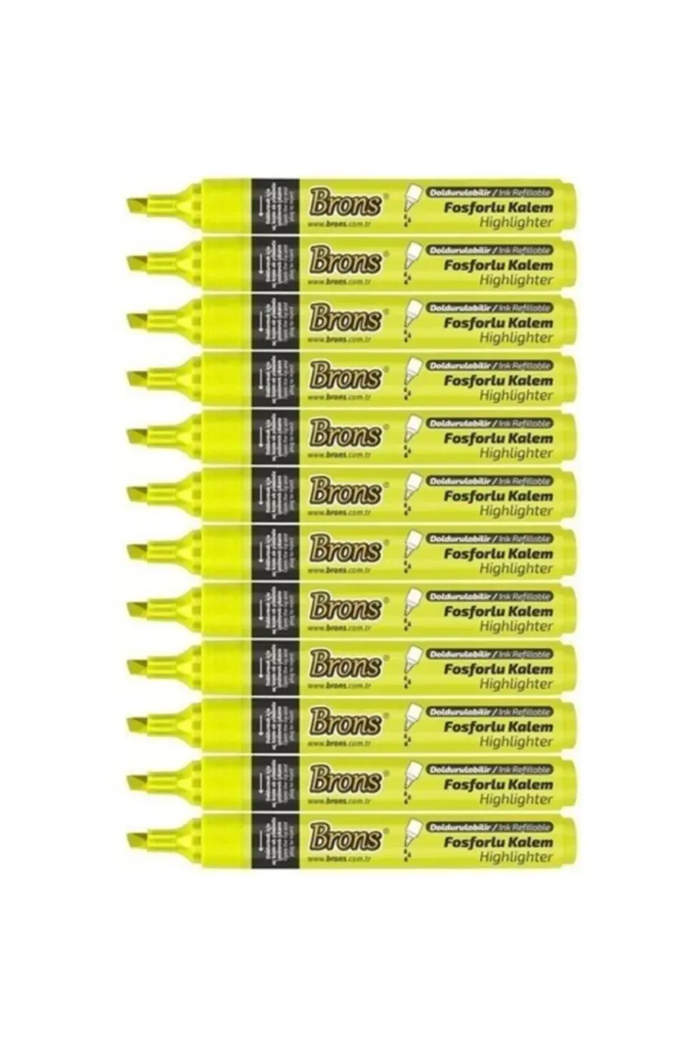Doldurulabilir Sarı Fosforlu Kalem 12'li