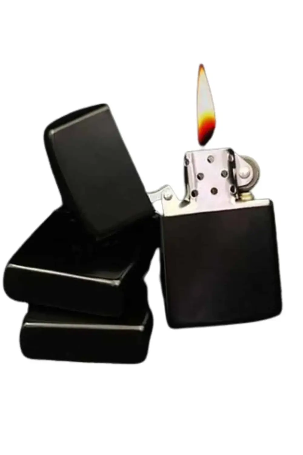 Doldurulabilir Siyah Benzinli Çakmak Metalik