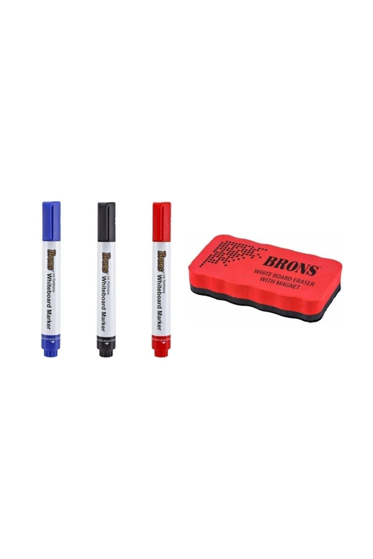 Doldurulabilir Tahta Kalemi 3 Renk Manyetik Tahta Mıknatıslı Silg