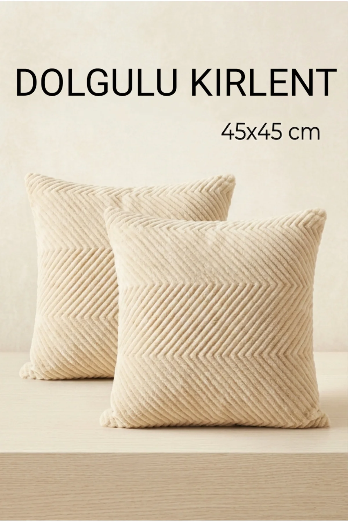 Dolgulu Peluş Kırlent 2'Li - 45x45 cm Dolgulu Kırlent - İkili Kır