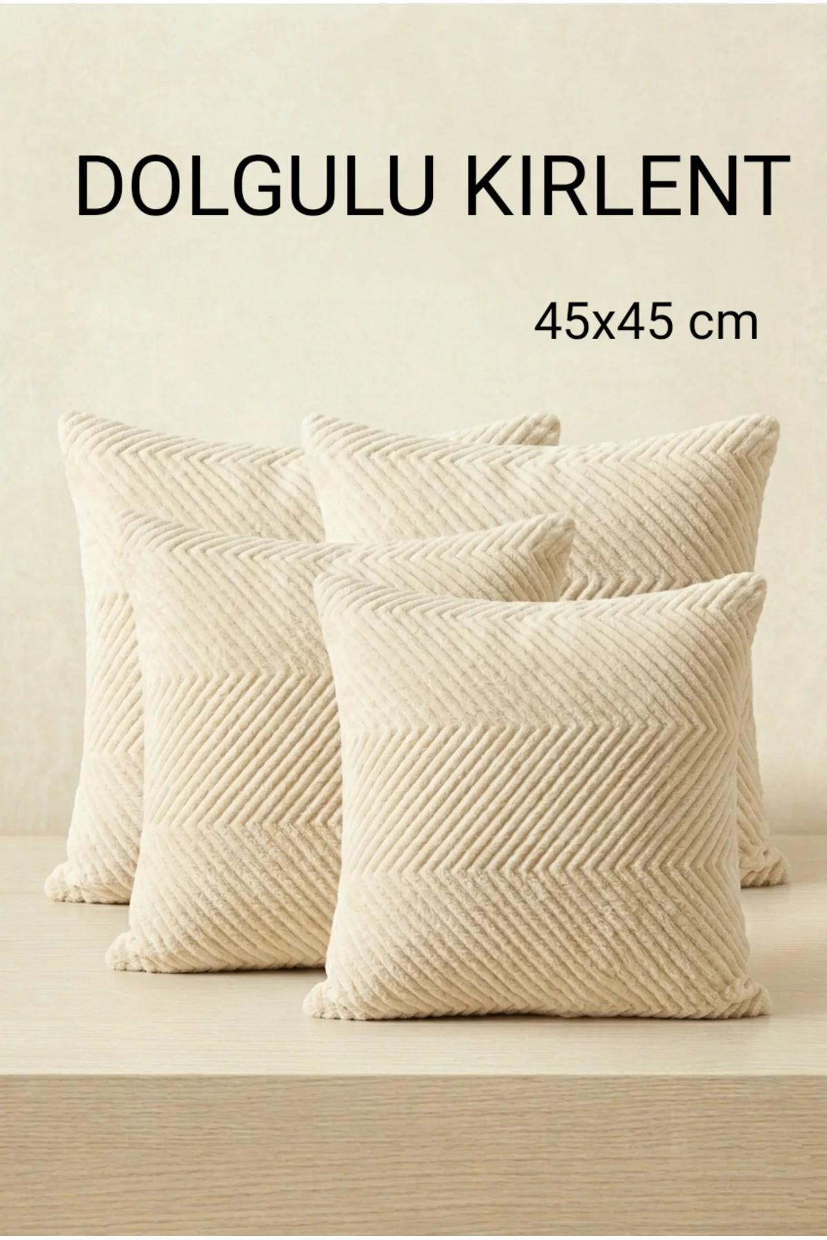 Dolgulu Peluş Kırlent 4'Lü - 45x45 cm Dolgulu Kırlent - Dörtlü Kı