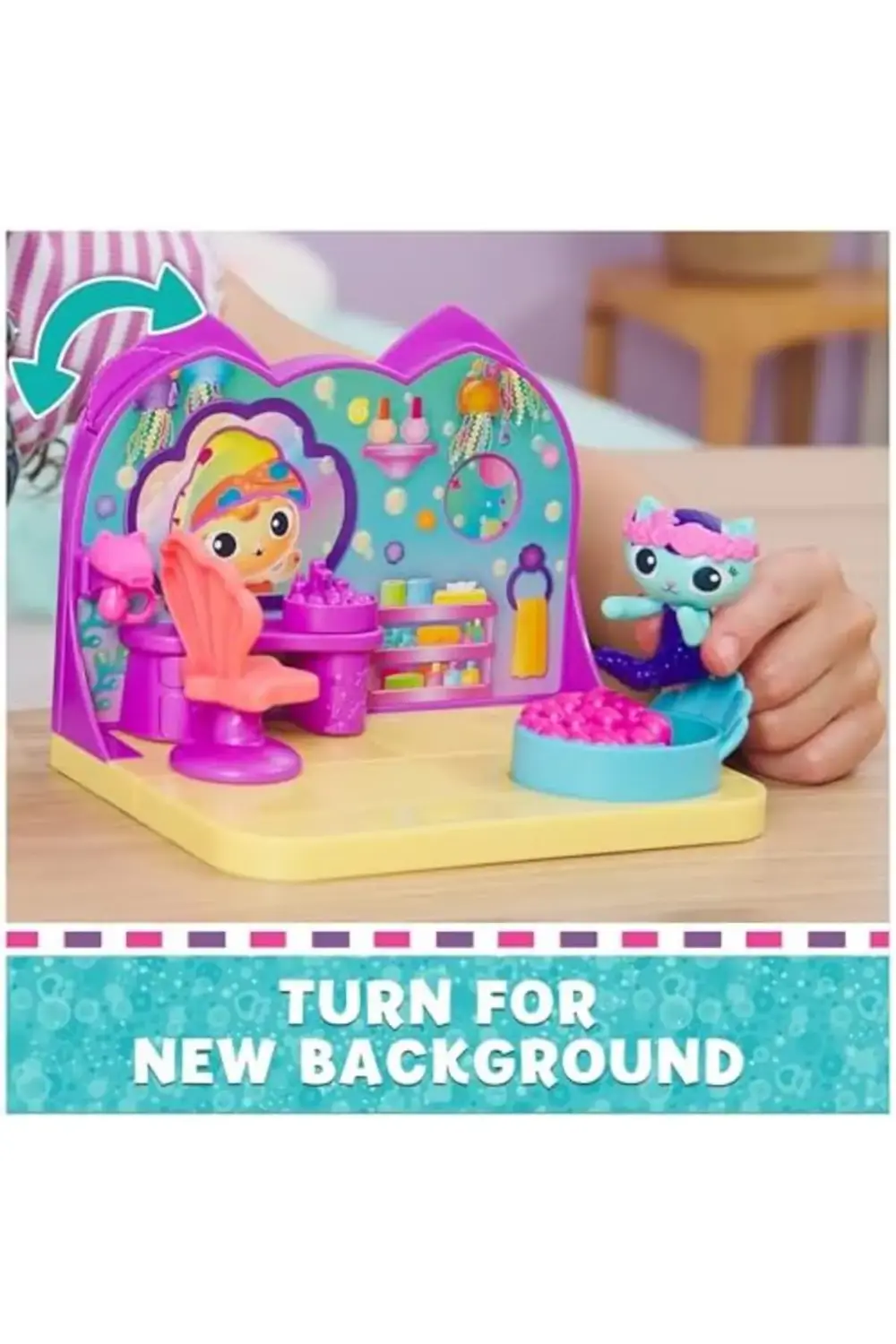 Dollhouse Room oyun seti, deniz kedicikleri, mobilya parçaları ve