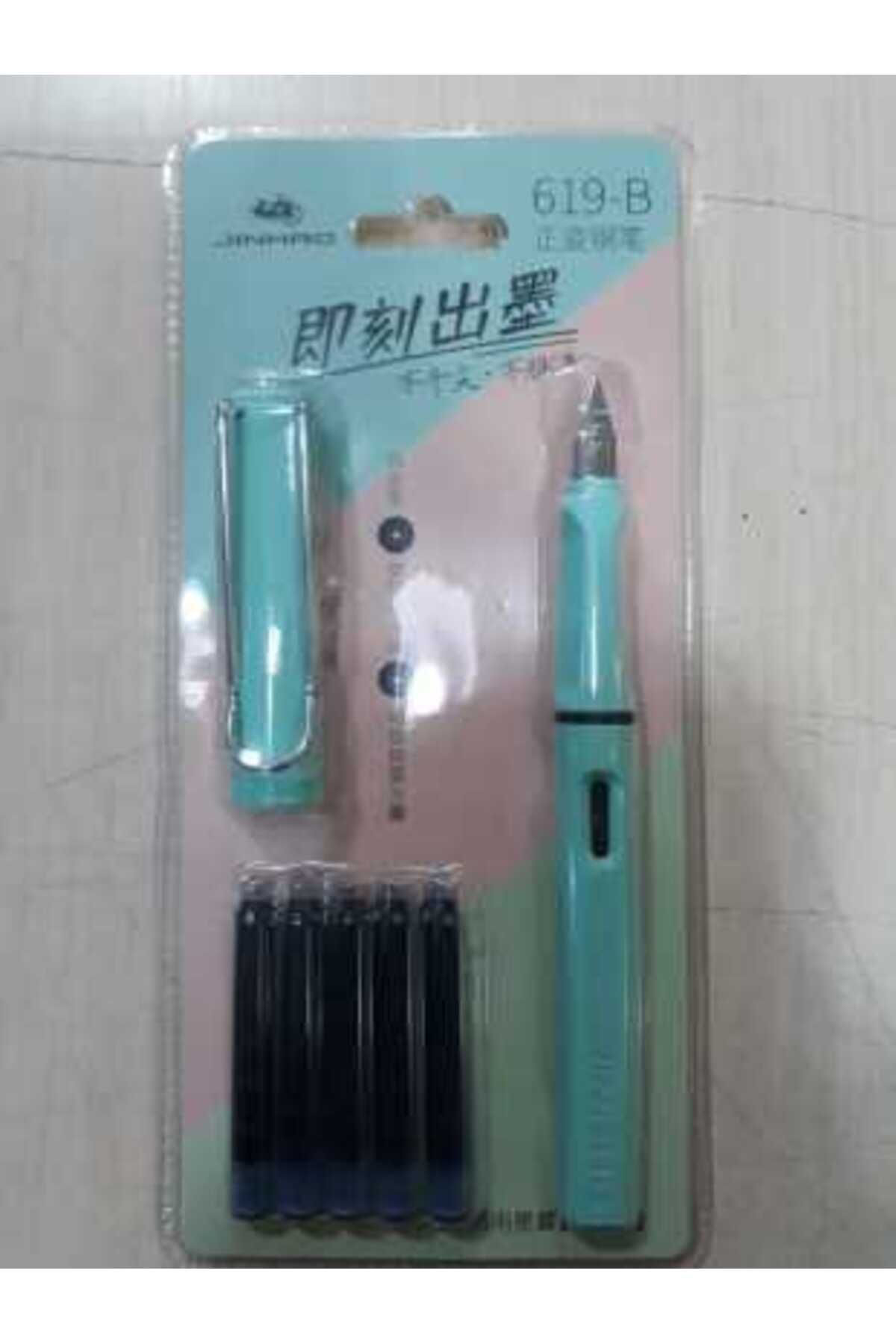 Jinhao Dolma Kalem Seti Pastel Turkuaz Mavi Renk Ef 0,38Mm Uç Kalem 5 Ka