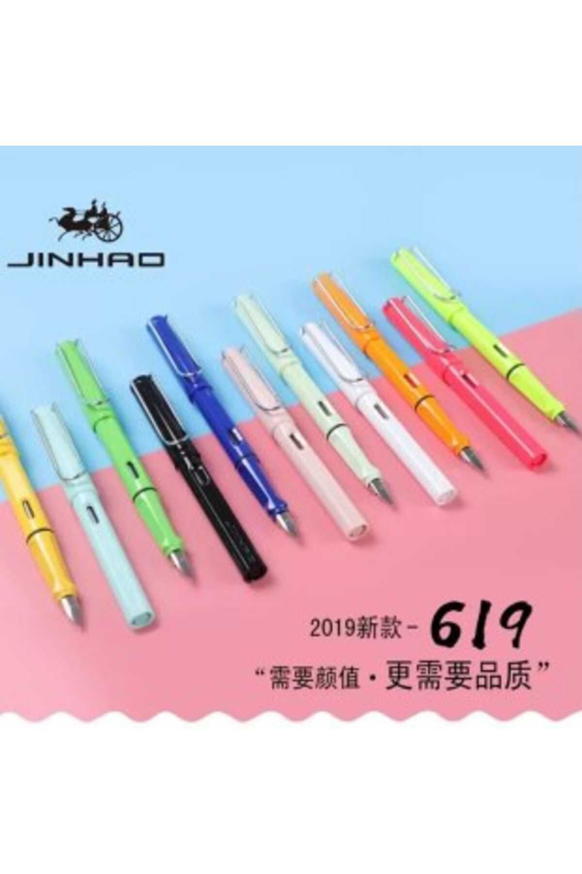 Jinhao Dolma Kalem Seti Pastel Turkuaz Mavi Renk Ef 0,38Mm Uç Kalem 5 Ka