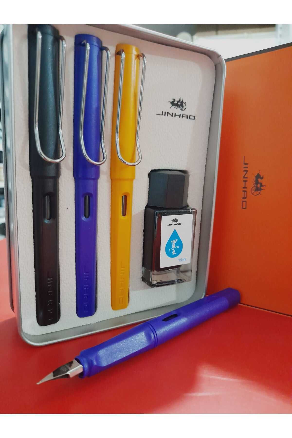 Jinhao Dolma Kalem Seti Hediyelik (F) 0,60Mm Uç Metalik Renkli Mika Gövd