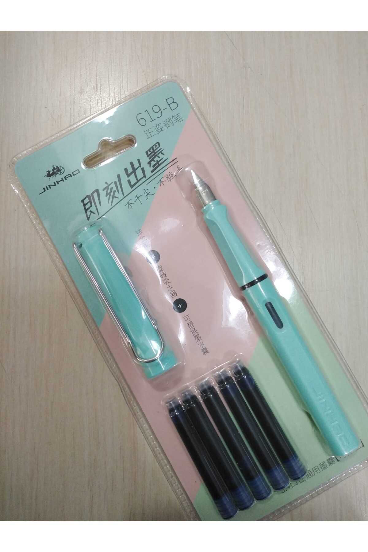 Jinhao Dolma Kalem Seti Pastel Turkuaz Mavi Renk Ef 0,38Mm Uç Kalem 5 Ka