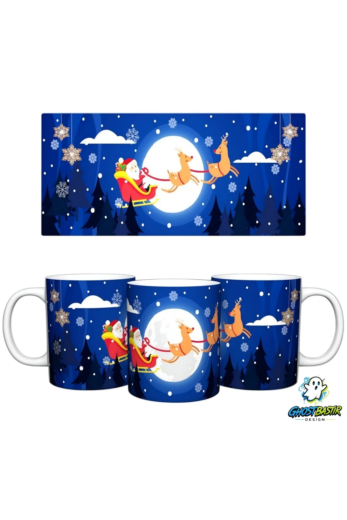Dolunayda Noel Baba | Yılbaşı Kupa Bardak | Tek Adet K0550 Dolunayda Noel Baba | Yılbaşı Kupa Bardak | Tek Adet K0550