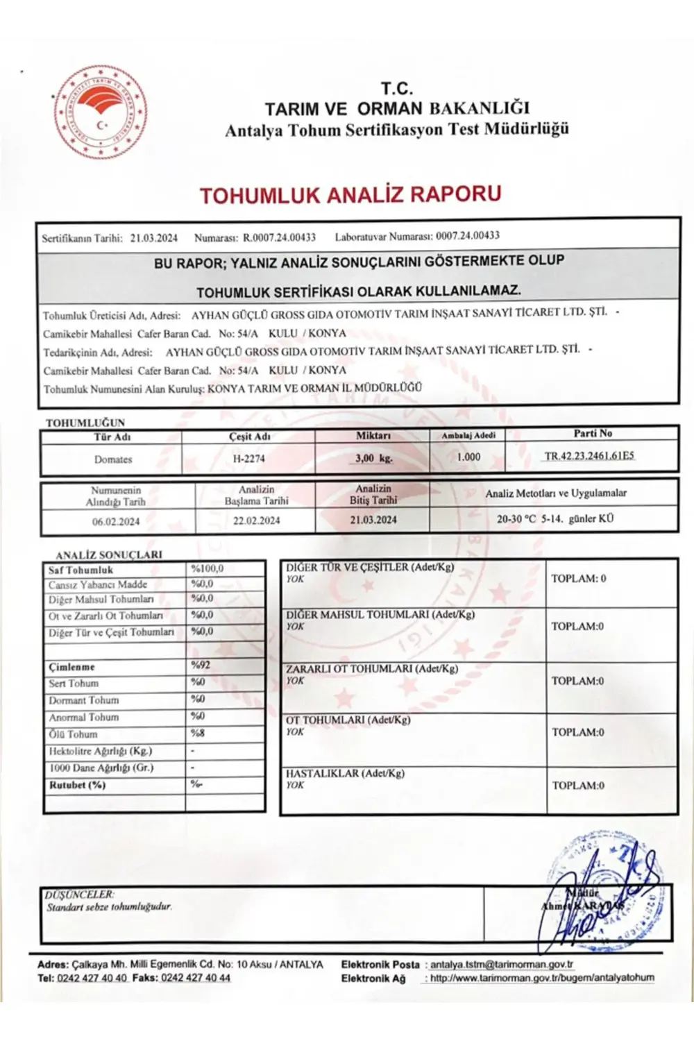 Domates (2274) Tohumu