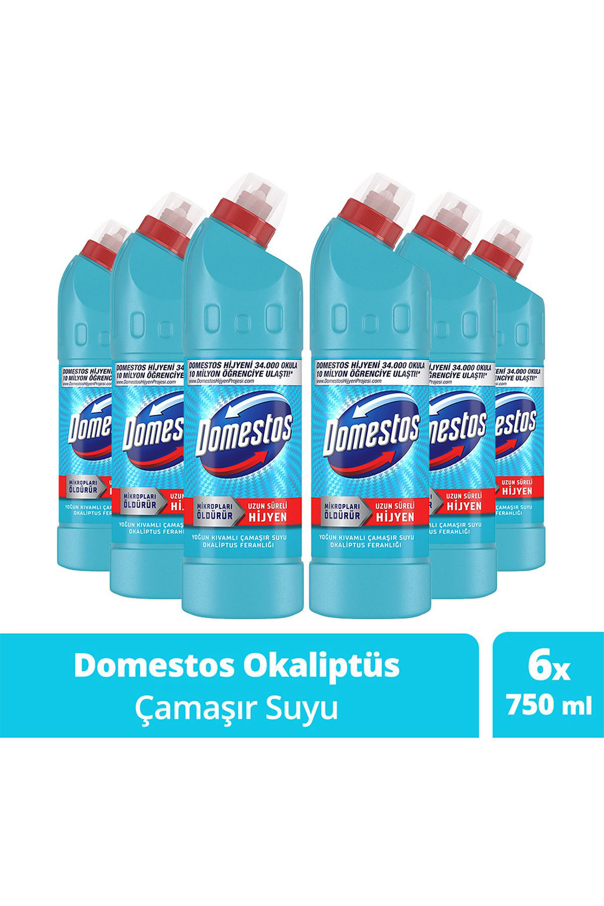 Domestos  Çamaşir Suyu Yoğun Kivamli Okaliptus Ferahliği 750 Ml 6 