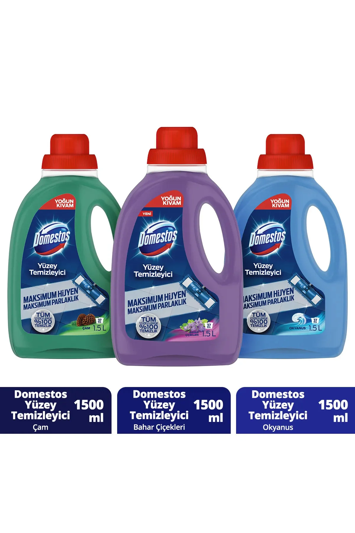 Domestos Yüzey Temizleyici Çam 1500 Ml Okyanus 1500 Ml Bahar Çiçe