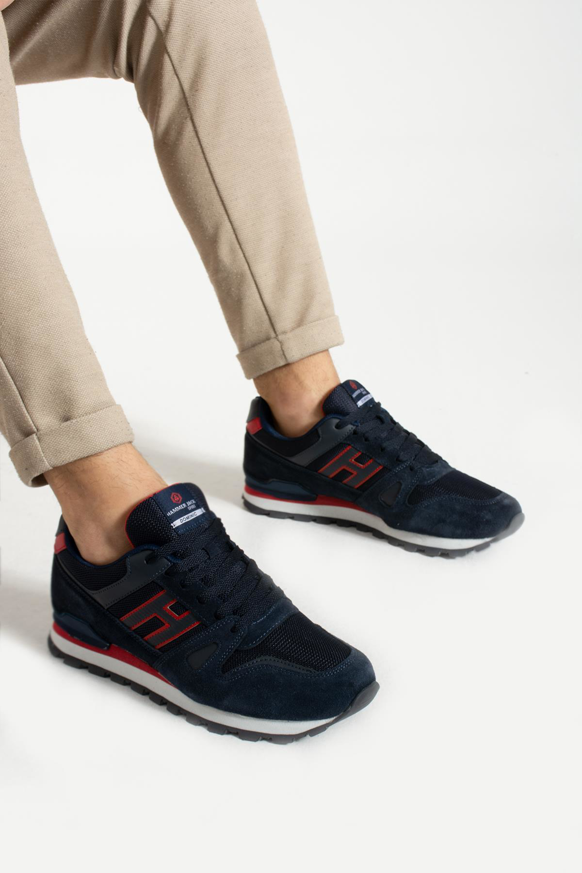 Hammer Jack Dominic Hakiki Deri Lacivert-Kırmızı Erkek Spor Ayakkabı