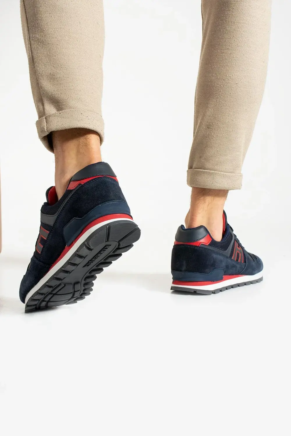 Dominic Hakiki Deri Lacivert-kırmızı Erkek Spor Ayakkabı