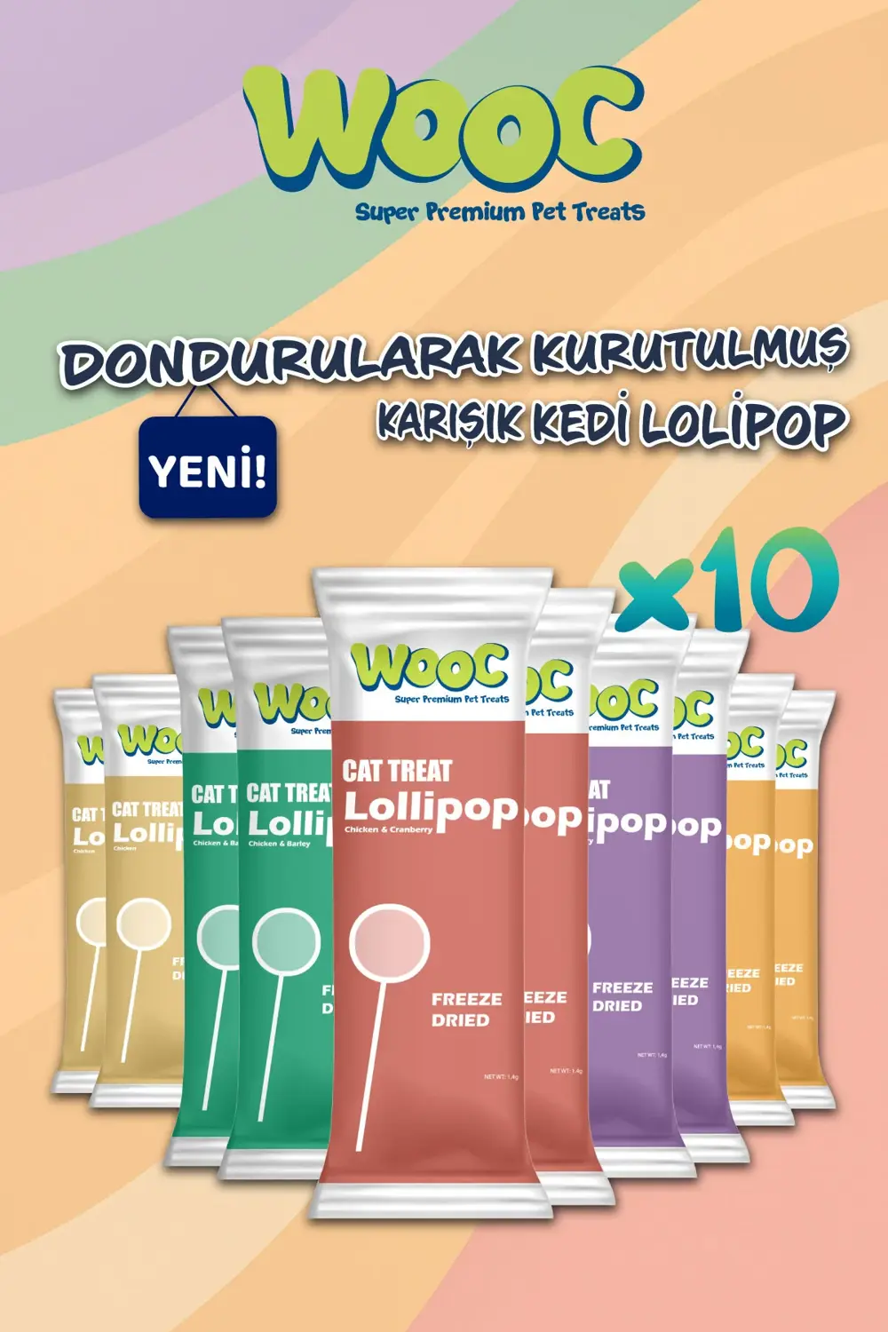 Dondurularak Kurutulmuş Karışık Lezzetli Kedi Lolipop x 10 Adet Dondurularak Kurutulmuş Karışık Lezzetli Kedi Lolipop x 10 Adet