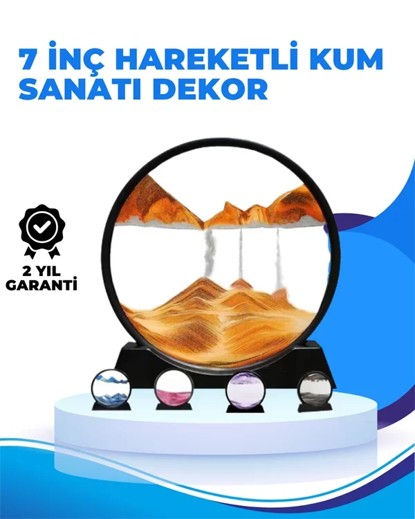 Döndürülebilir Dinamik Kum Tablosu – Stres Giderici, Yüksek Kaliteli Cam ve Doğal Kum ile Sanatsal Masa Dekoru - Lisinya