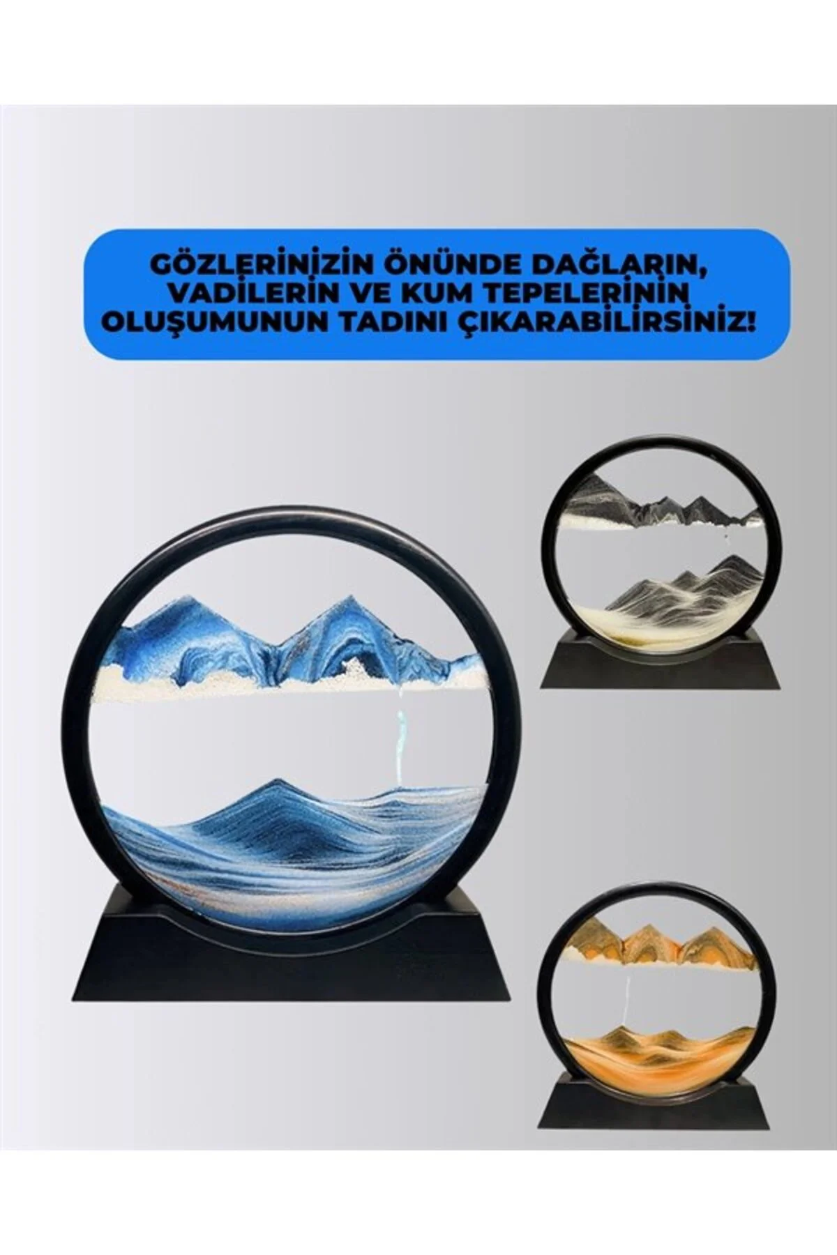 Döndürülebilir Dinamik Kum Tablosu – Stres Giderici, Yüksek Kaliteli Cam Ve Doğal Kum İle Sanatsal Masa Dekoru