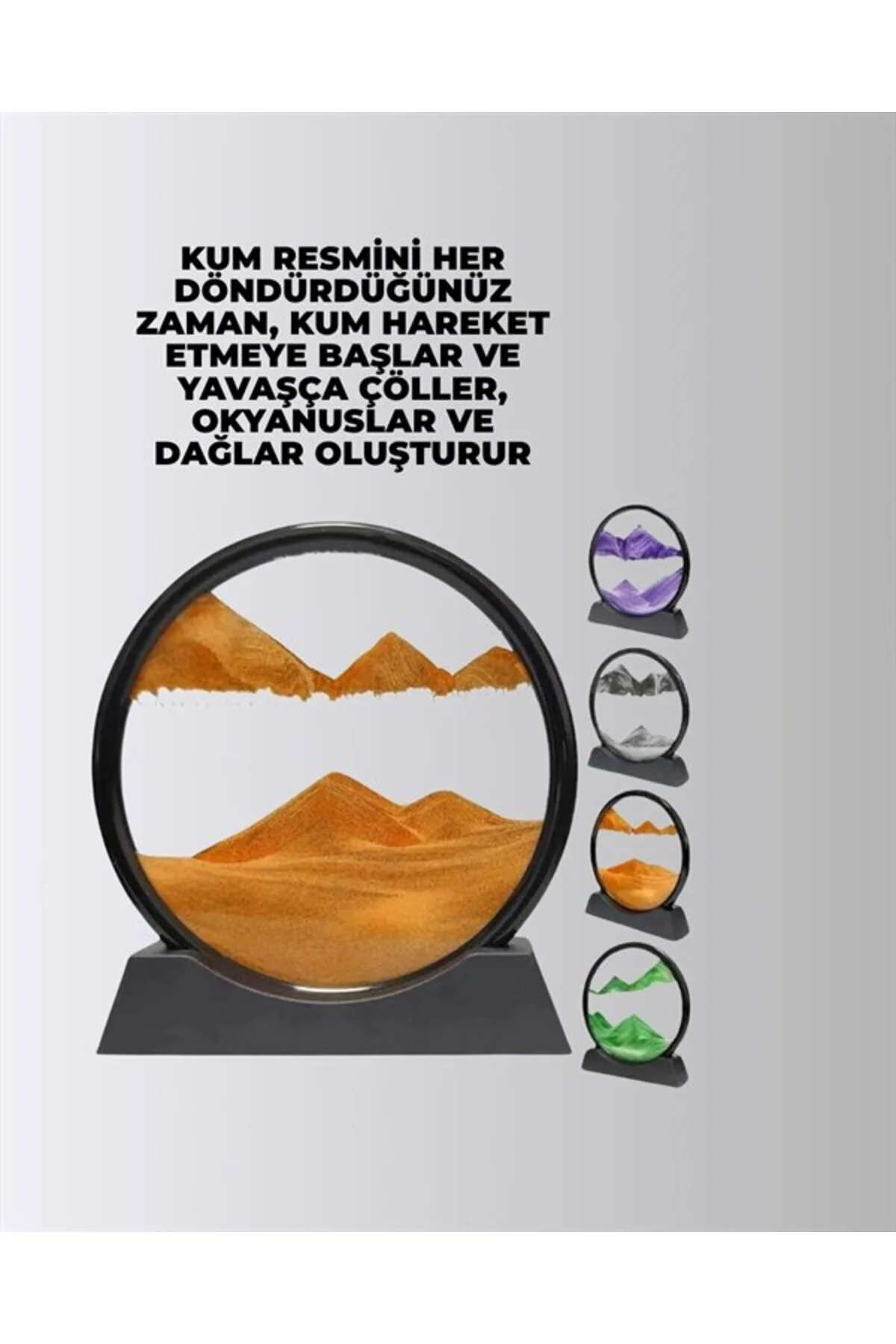 Döndürülebilir Dinamik Kum Tablosu – Stres Giderici, Yüksek Kaliteli Cam Ve Doğal Kum İle Sanatsal Masa Dekoru
