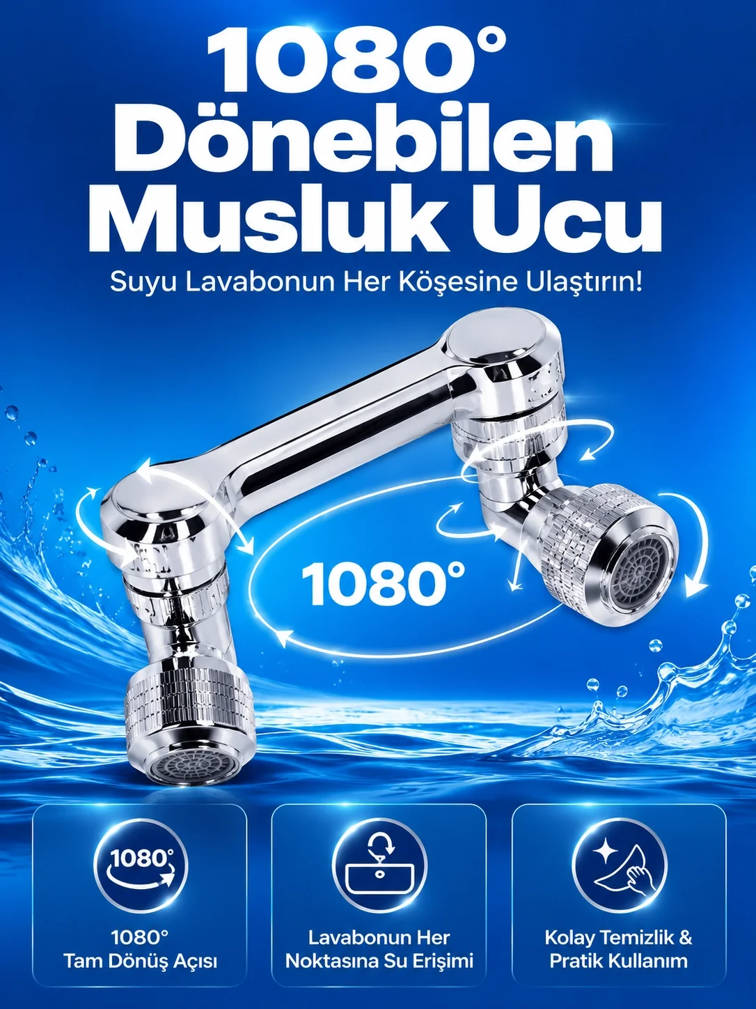 Döndürülebilir Musluk Mutfak Banyo Musluk Ucu Başlığı 4 Filtreli Fiyatı, Yorumları ve Özellikleri