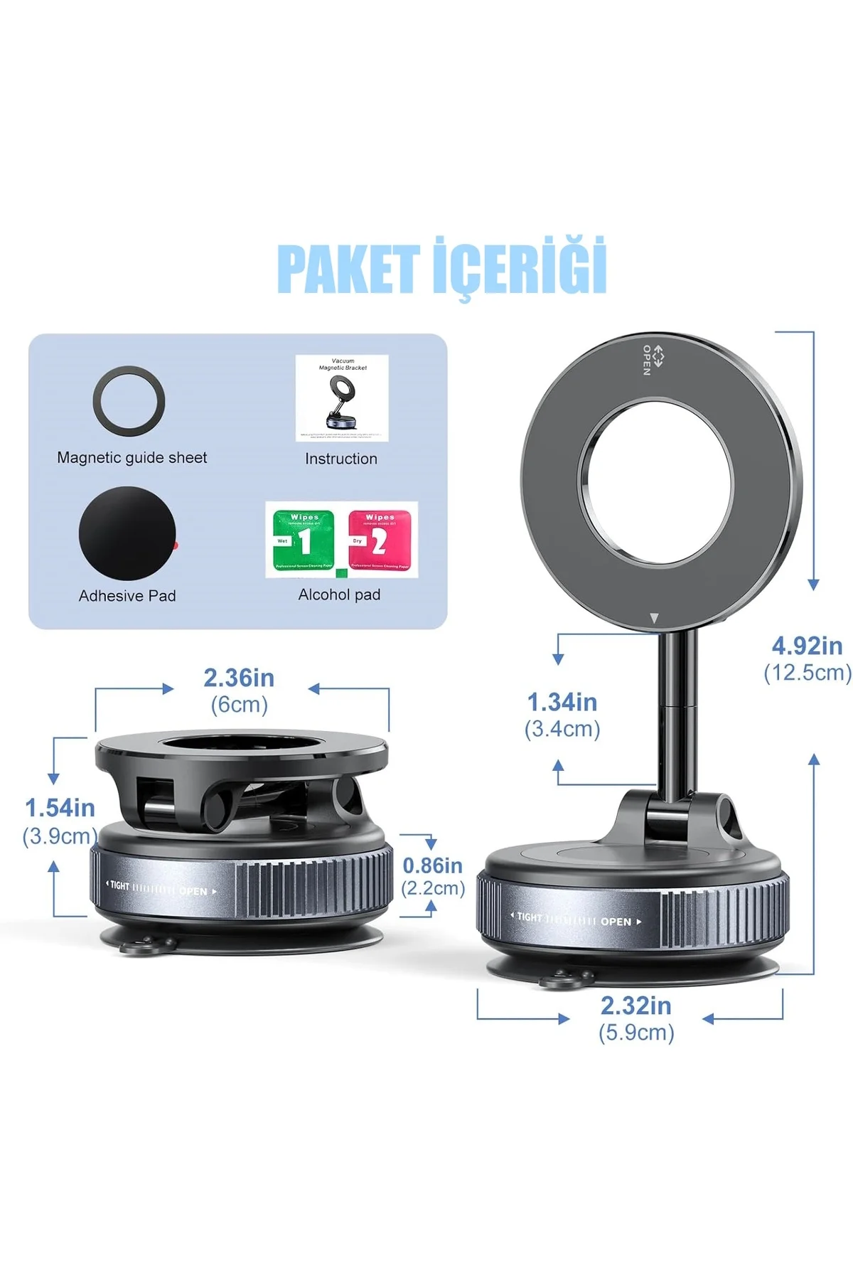 Dönebilen 360 Ayarlanabilir Araç Içi Tutucu Kullanılabilen Vakumlu Magsafe Telefon Tutucu