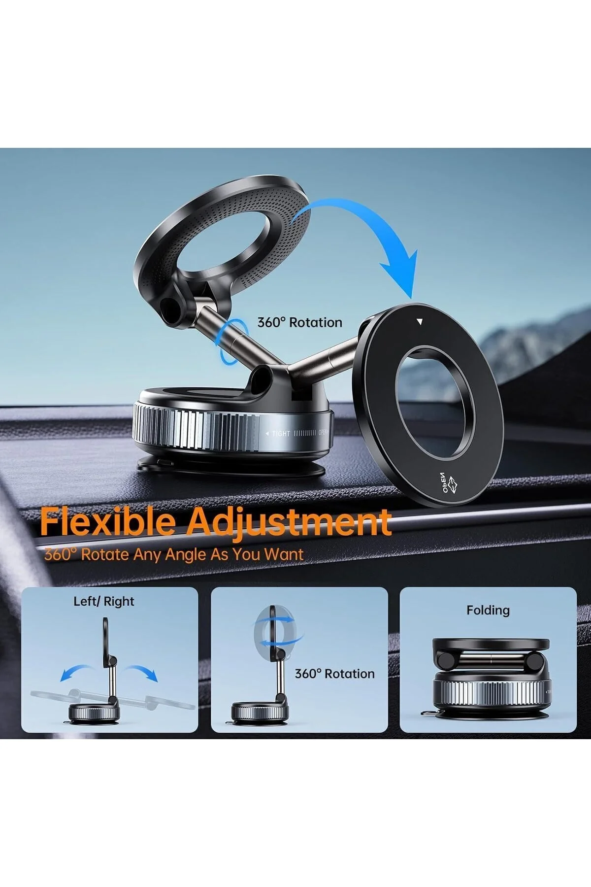 Dönebilen 360 Ayarlanabilir Araç Içi Tutucu Kullanılabilen Vakumlu Magsafe Telefon Tutucu