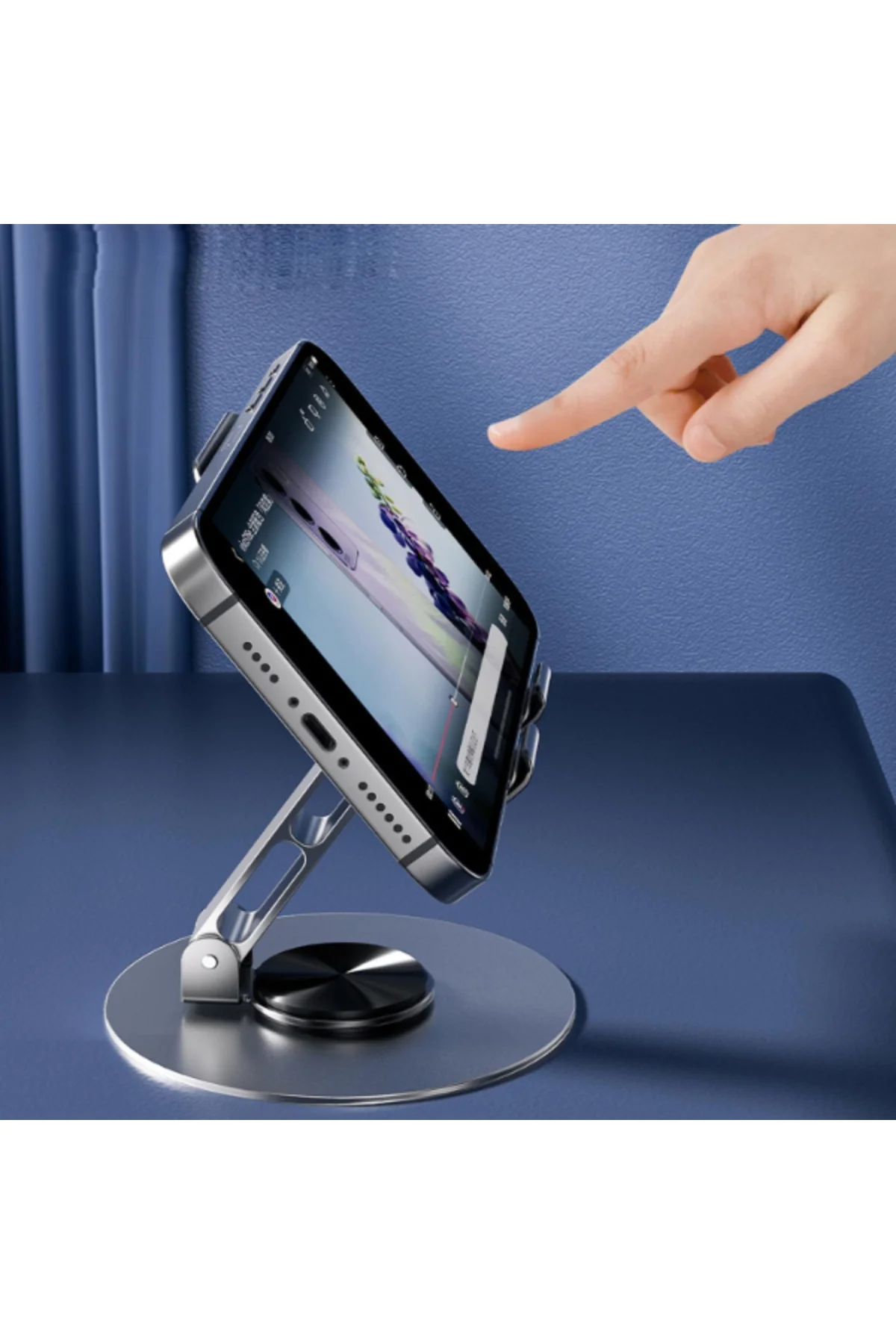Dönebilir ve Katlanabilir Masaüstü Metal Telefon Tutucu