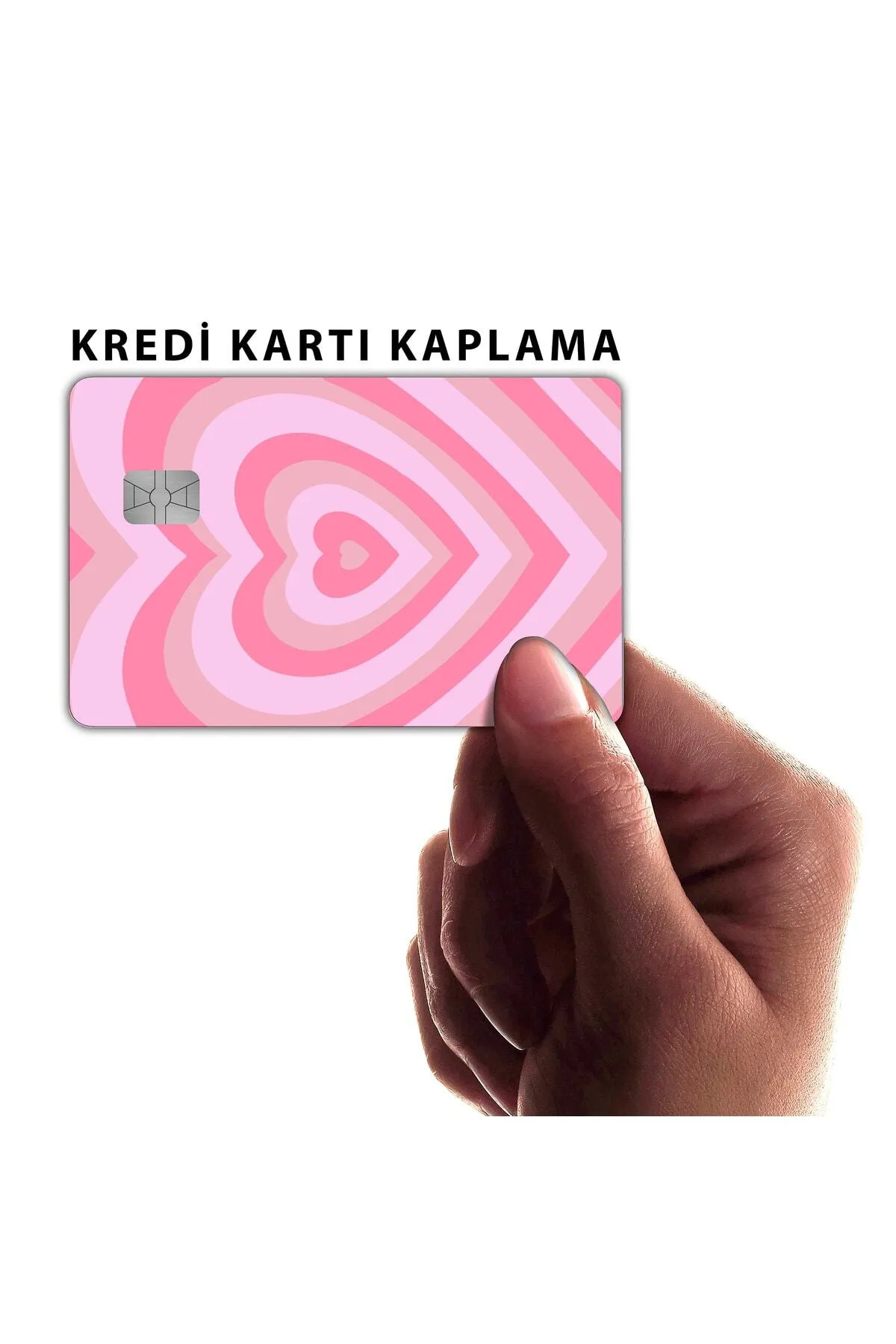 Dönence Pembe Kalp Tasarımlı Kredi Kartı Kaplama