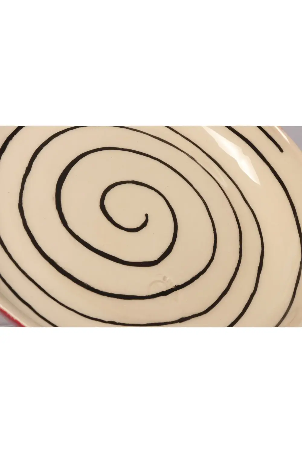 Dönence Serisi El Yapımı Sunumluk Kırmızı Siyah Tabak 28cm