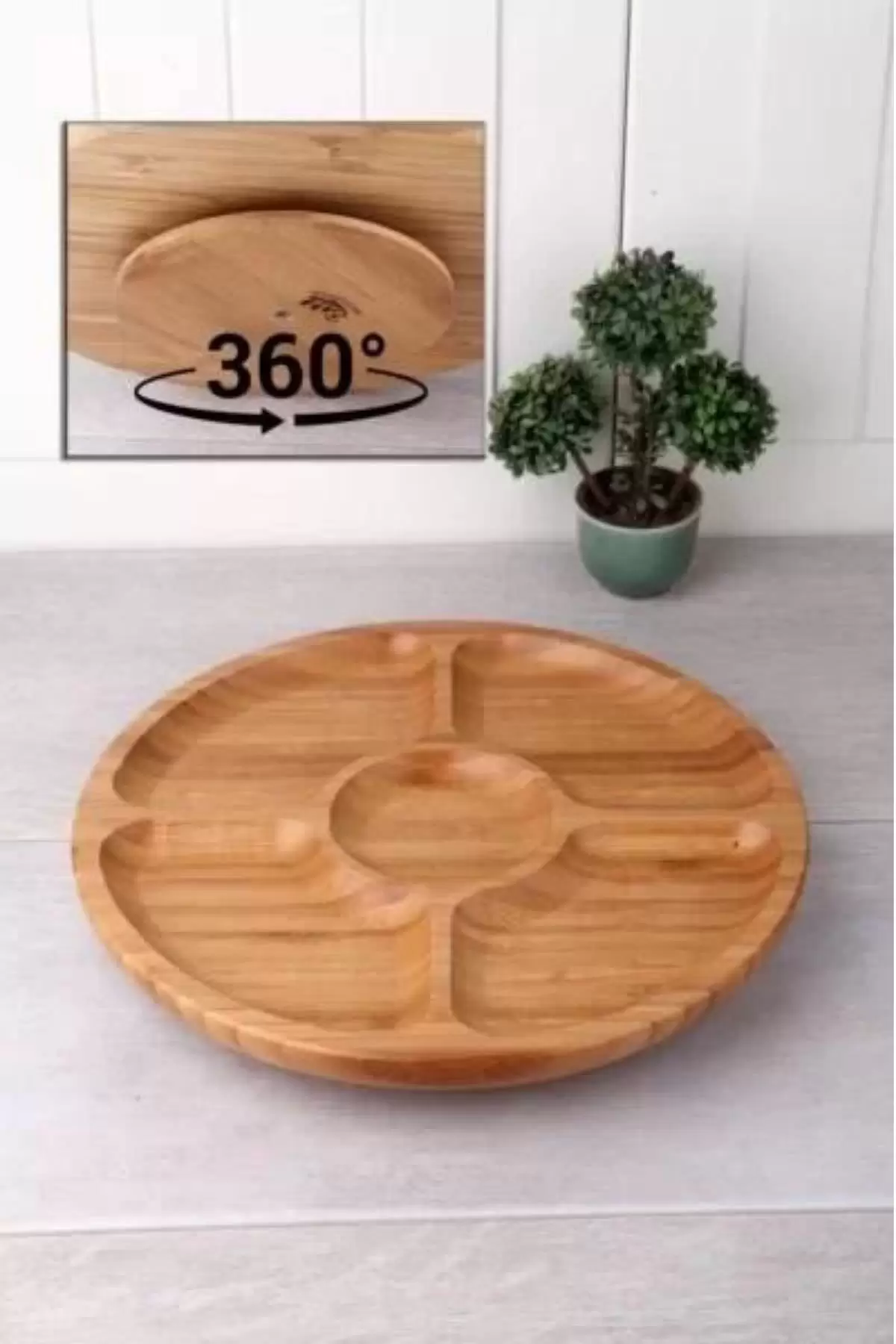 Just Cheap Store Döner Bambu Sunum Tabaği 5 Bölmeli 25 Cm Bls Ds2525