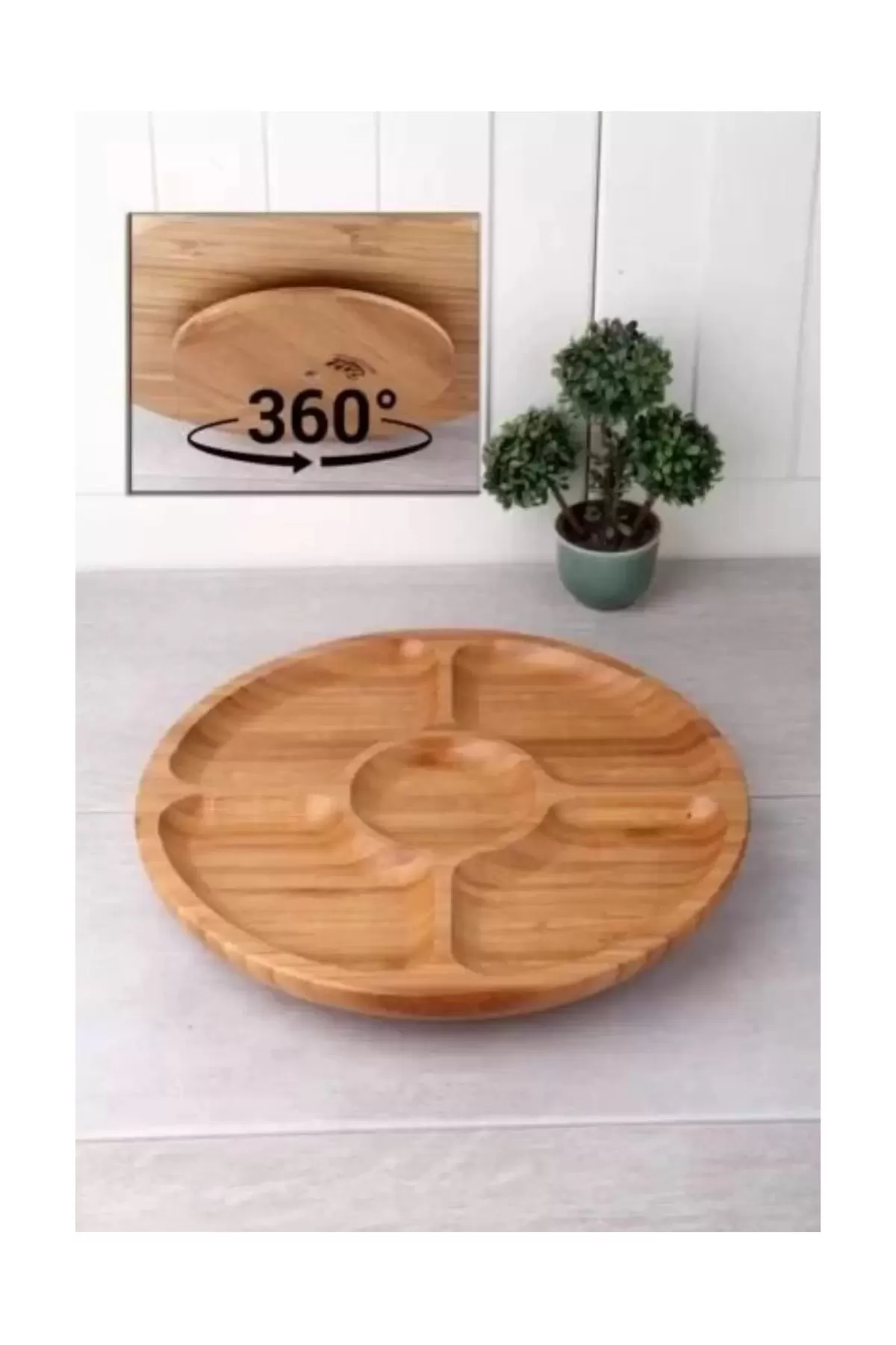 Just Cheap Store Döner Bambu Sunum Tabaği 5 Bölmeli 25 Cm Ds2525