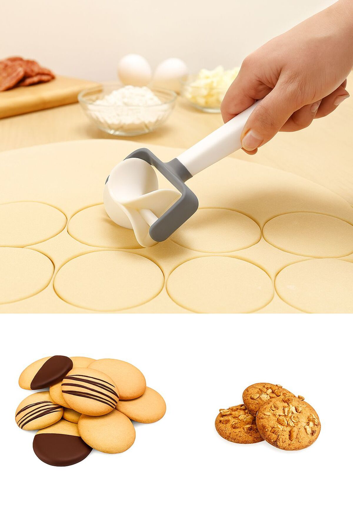 Döner Başlıklı Kurabiye ve Hamur Kesici Rulo – Pratik Mutfak Apar