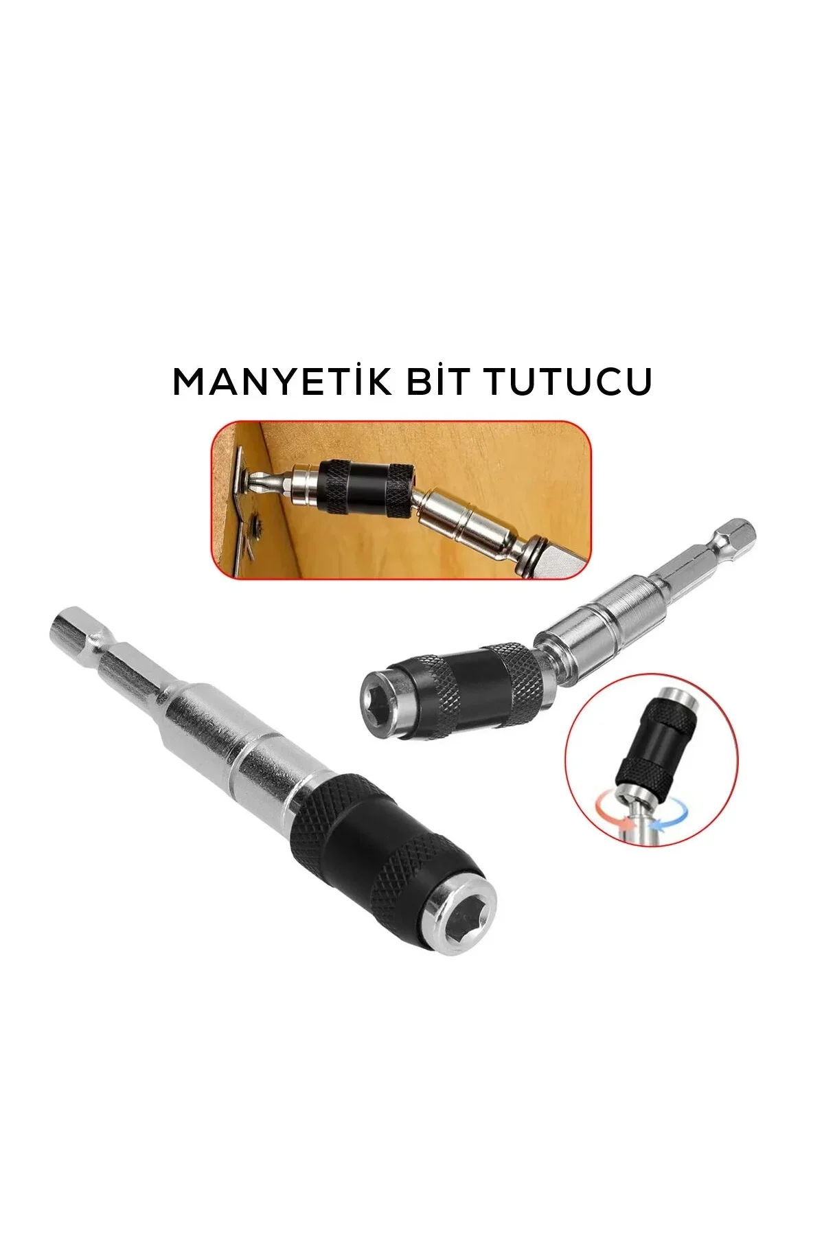 Döner Başlıklı Manyetik Bit Tutucu 0-20° Açılı Mefruşat Aracı Döner Başlıklı Manyetik Bit Tutucu 0-20° Açılı Mefruşat Aracı - Görsel 2