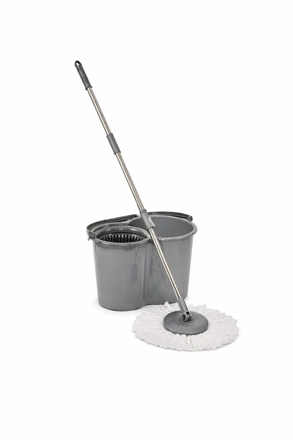 Döner Başlıklı Mop Seti Paslanmaz Çelik Saplı Mikrofiber Temizlik