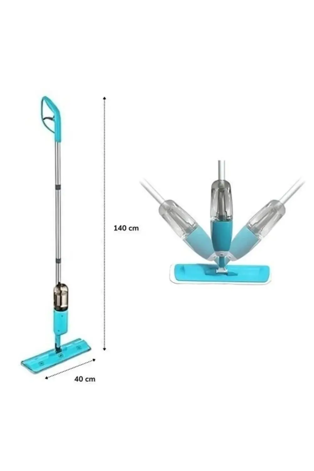 Döner Başlıklı Spreyli Mop Parke Ahşap Fayans Temizleyici Su Hazn