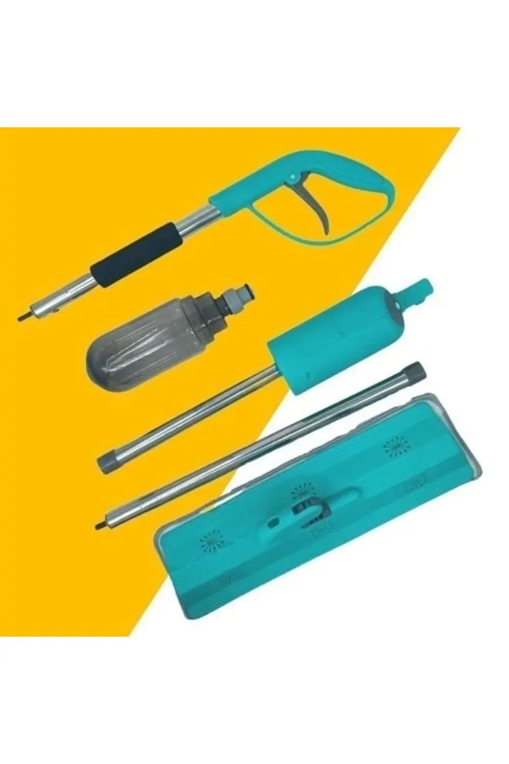 Döner Başlıklı Spreyli Mop Parke Ahşap Fayans Temizleyici Su Hazn