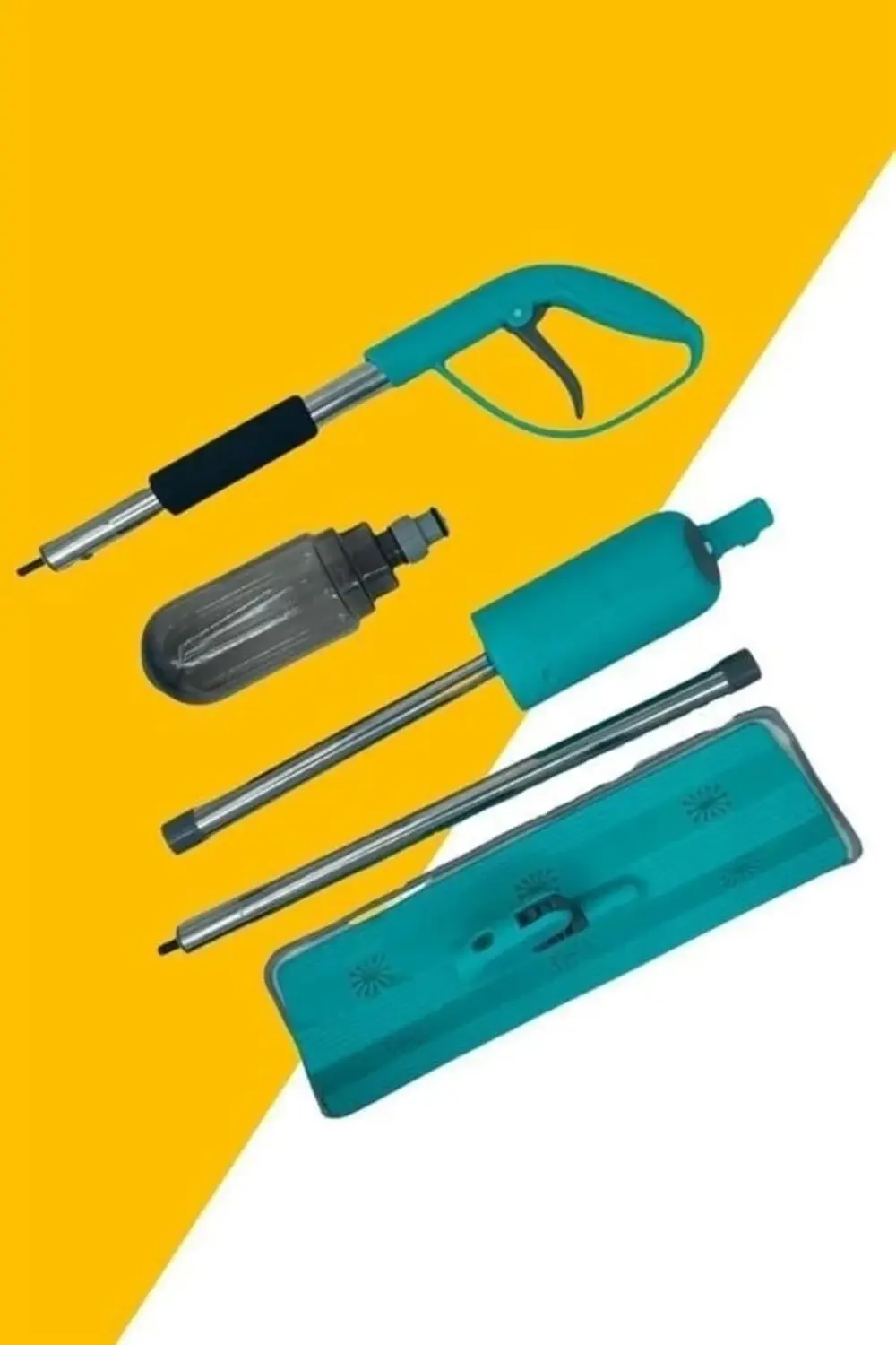 Döner Başlıklı Spreyli Mop Parke Ahşap Fayans Temizleyici Su Hazn