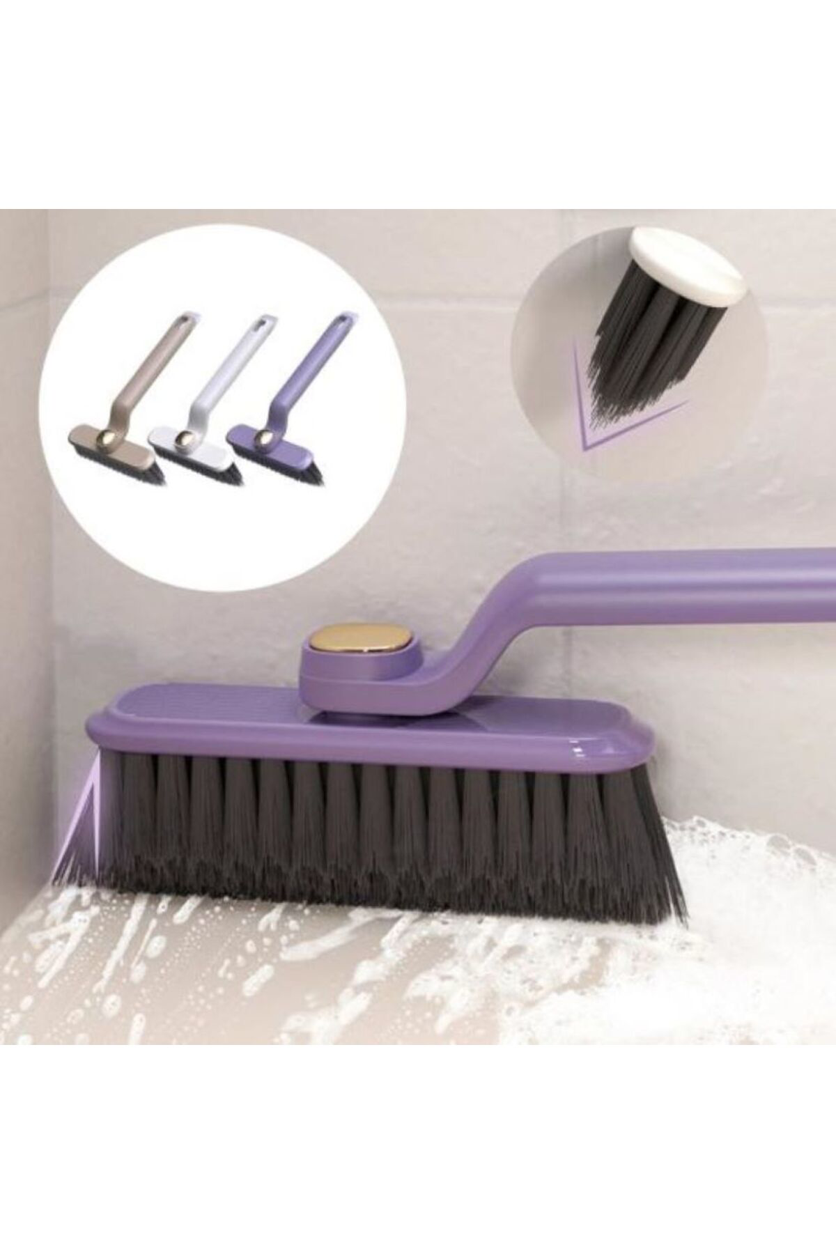 Döner Başlıklı Temizlik Fırçası Cımbızlı Banyo Mutfak Lavabo Deta