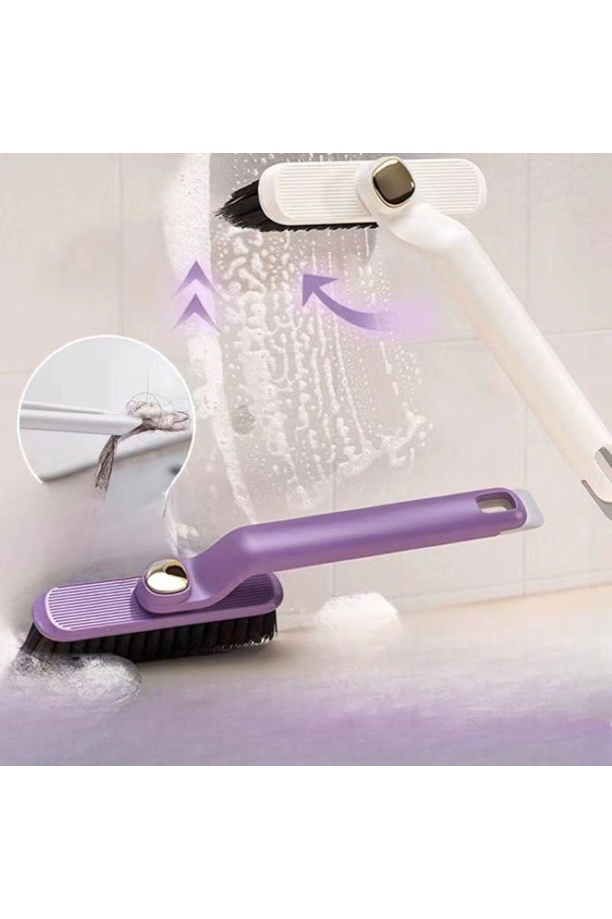 Döner Başlıklı Temizlik Fırçası Cımbızlı Banyo Mutfak Lavabo Deta