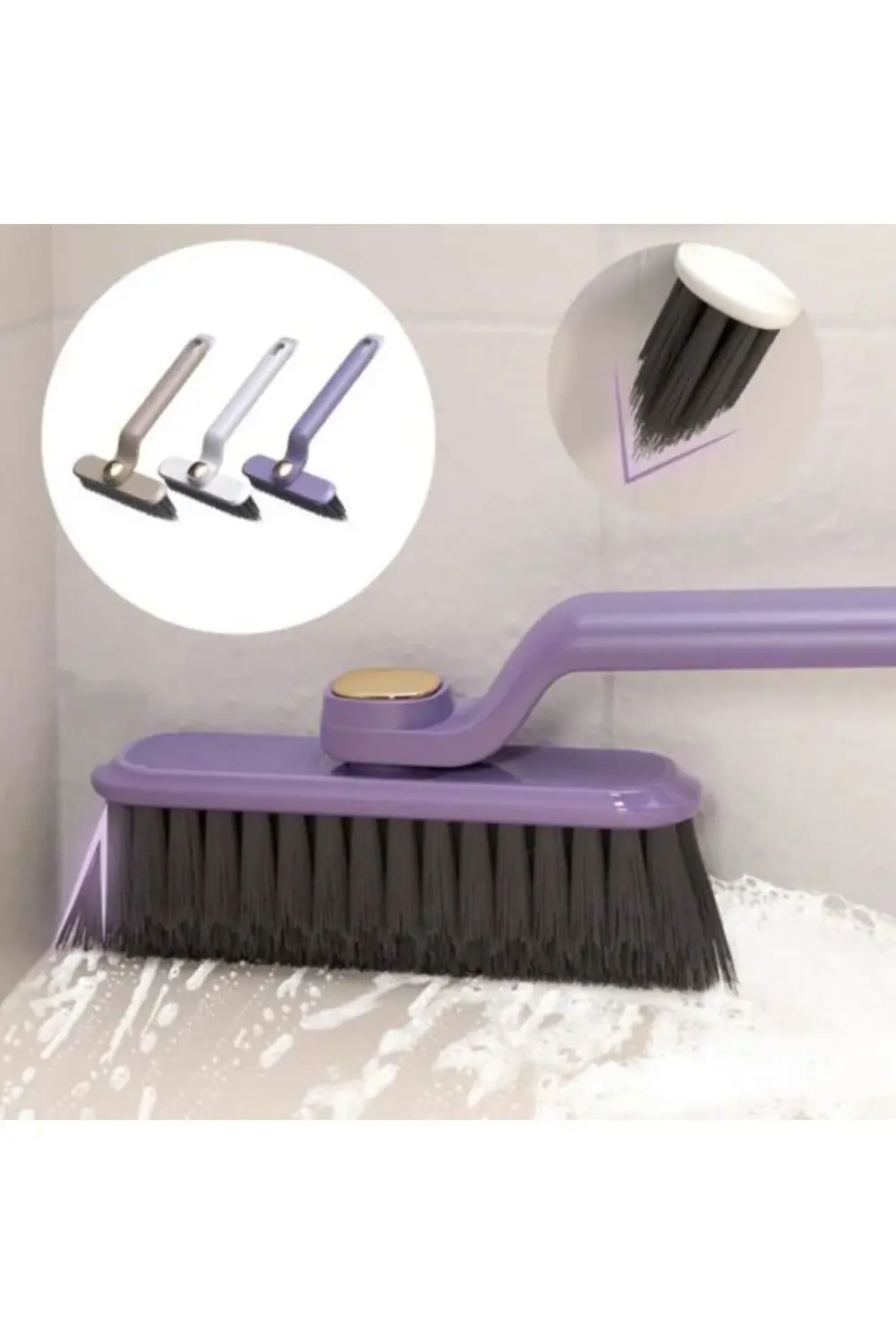 Döner Başlıklı Temizlik Fırçası Cımbızlı Banyo Mutfak Lavabo Deta